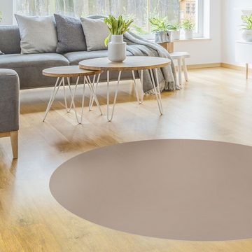 Teppich Vinyl Wohnzimmer Schlafzimmer Flur Küche Einfarbig modern, Bilderdepot24, rund - beige glatt, nass wischbar (Küche, Tierhaare) - Saugroboter & Bodenheizung geeignet