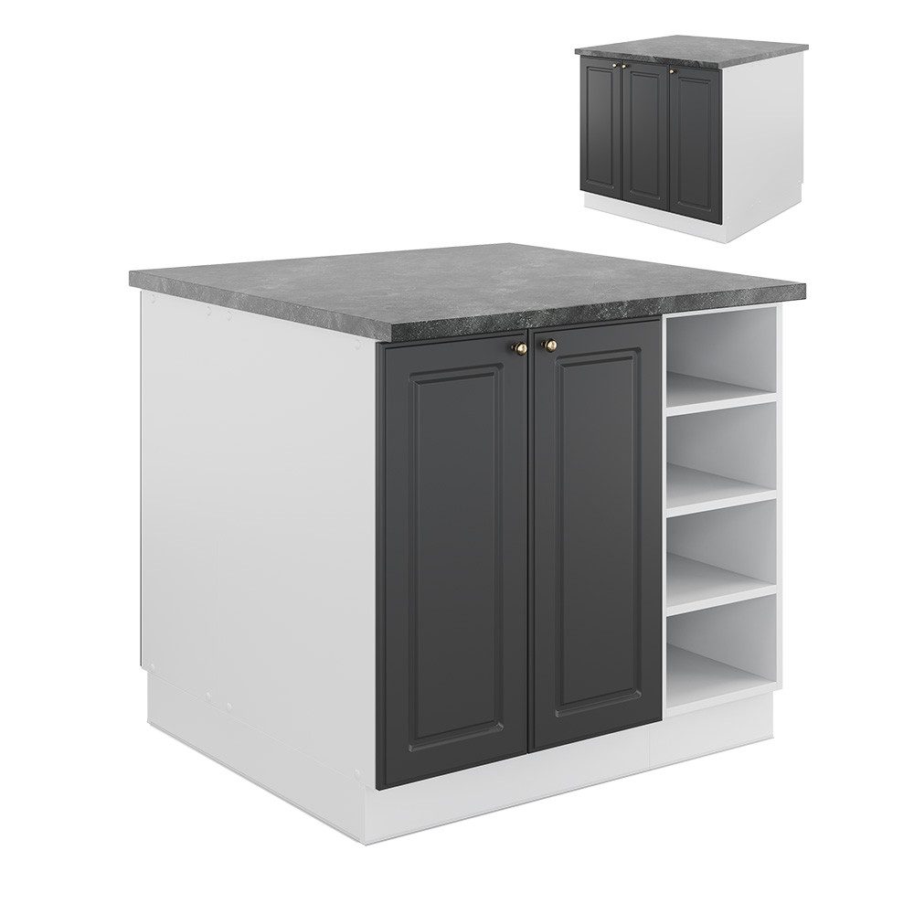 Vicco Unterschrank Fame-Line, Anthrazit-Gold/Weiß, 90 cm günstig online kaufen