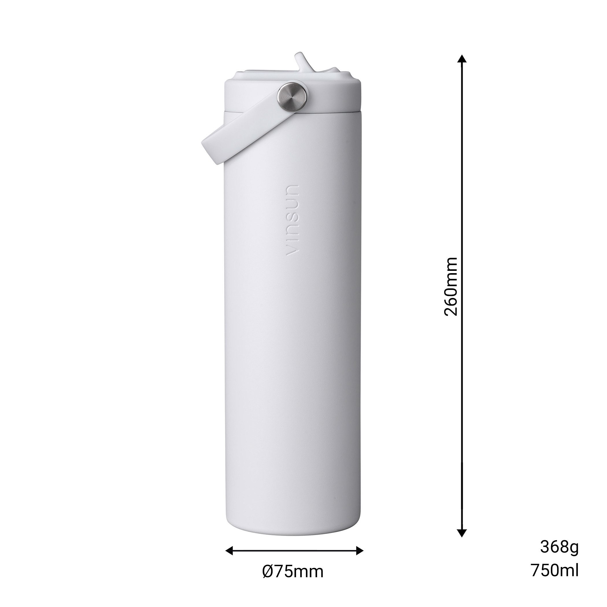 Vinsun Isolierflasche Thermoflasche 750ml mit Strohhalm - Sport Trinkflasche mit Tragegriff, Auslaufsicher, doppelwandig isoliert, geruchs- und geschmacksneutra – Bild 4 von 5