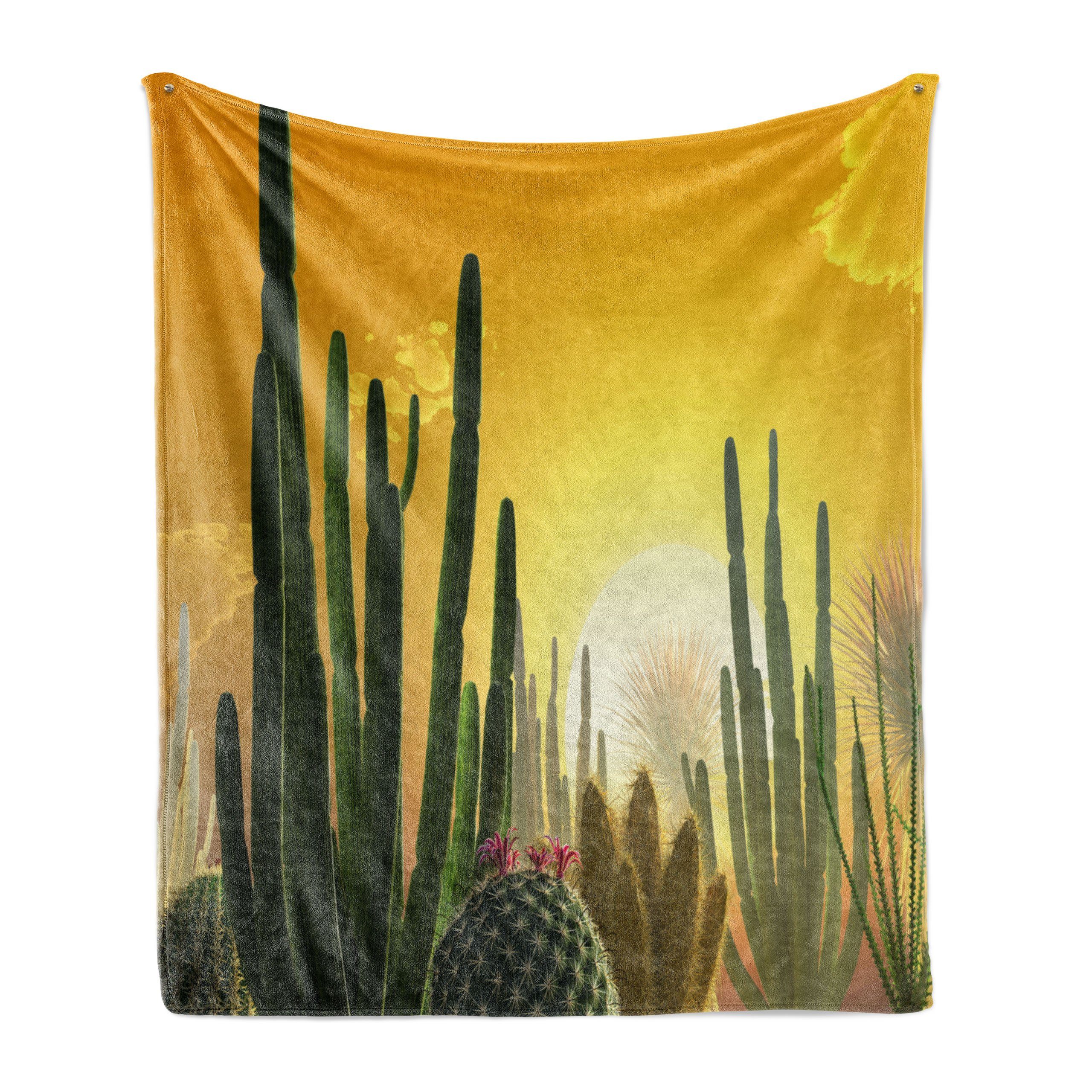 Wohndecke Gemütlicher Plüsch für den Innen- und Außenbereich, Abakuhaus, Kaktus Sunset Desert Ecology