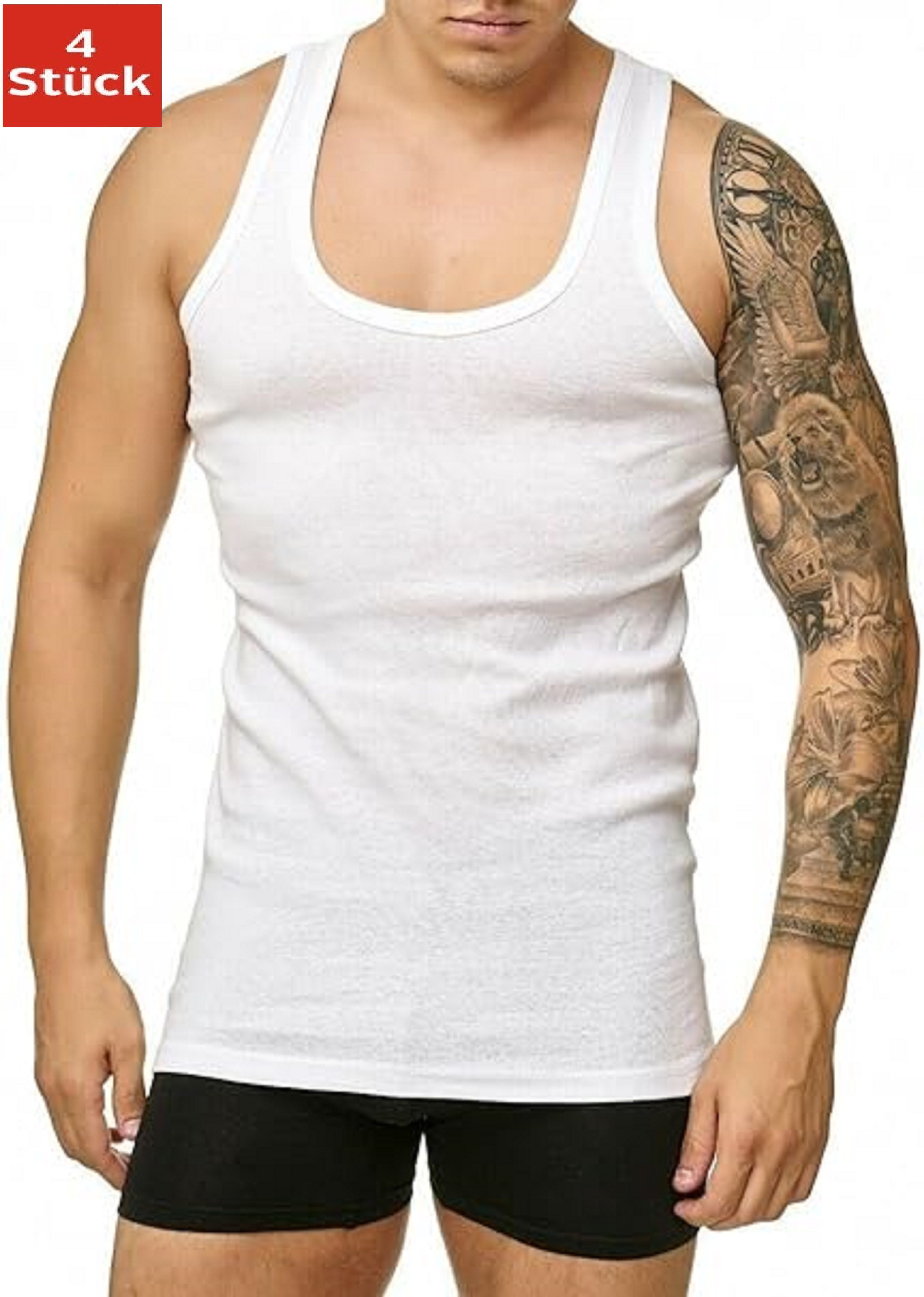 DDOnlineShop Unterhemd Tank Top Achselshirt für Herren Weiß (Spar-Set, 4-St günstig online kaufen