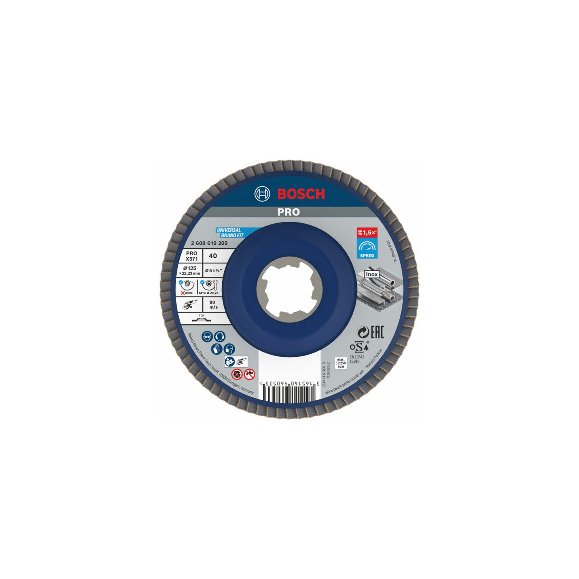 Bosch Professional Schleifscheibe Bosch Fächerschleifscheibe X571 Best for Metal gerade 125 mm K 40 Kuns
