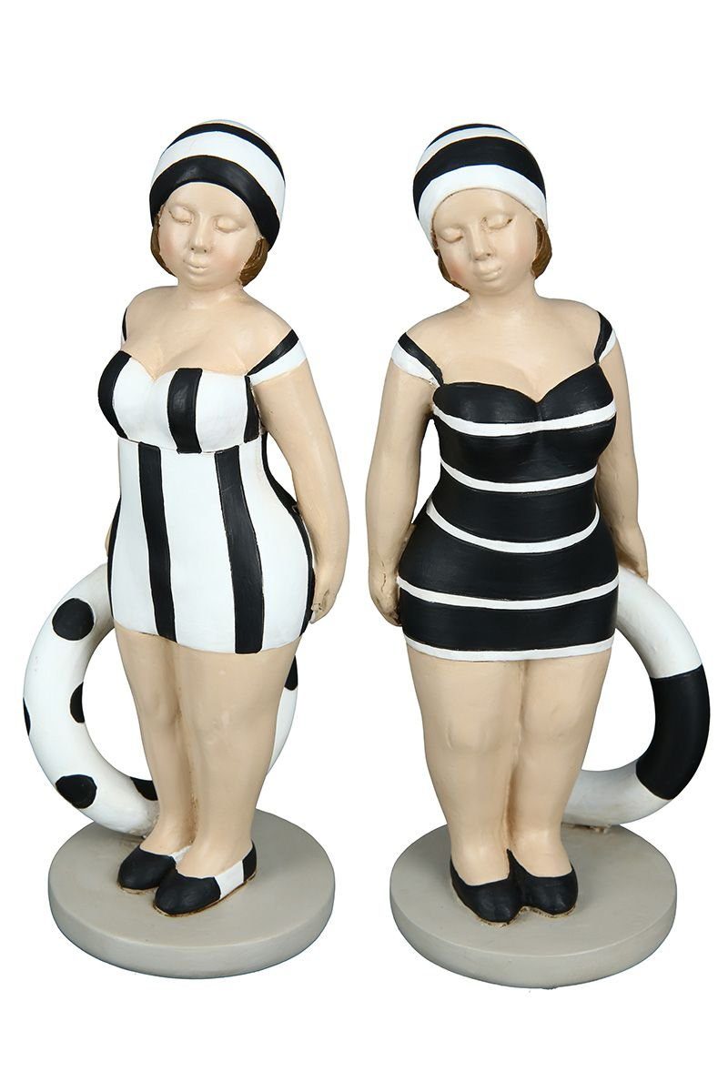 Dekoobjekt 4tlg. Poly Figur "Becky" schwarz/weiß mit Ring, stehend auf Base
