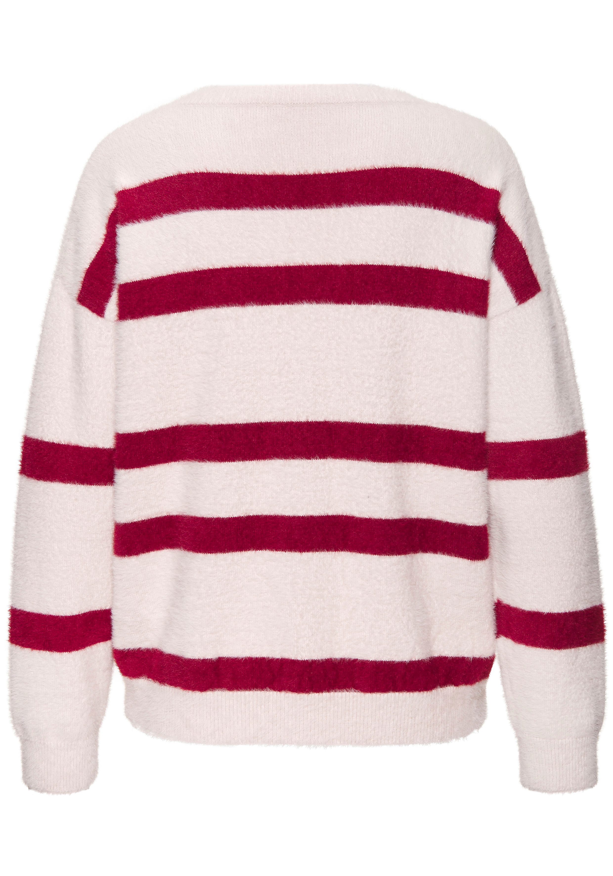 LASCANA Streifenpullover aus kuschelweichem Strick, V-Ausschnitt, Streifenoptik, modisch