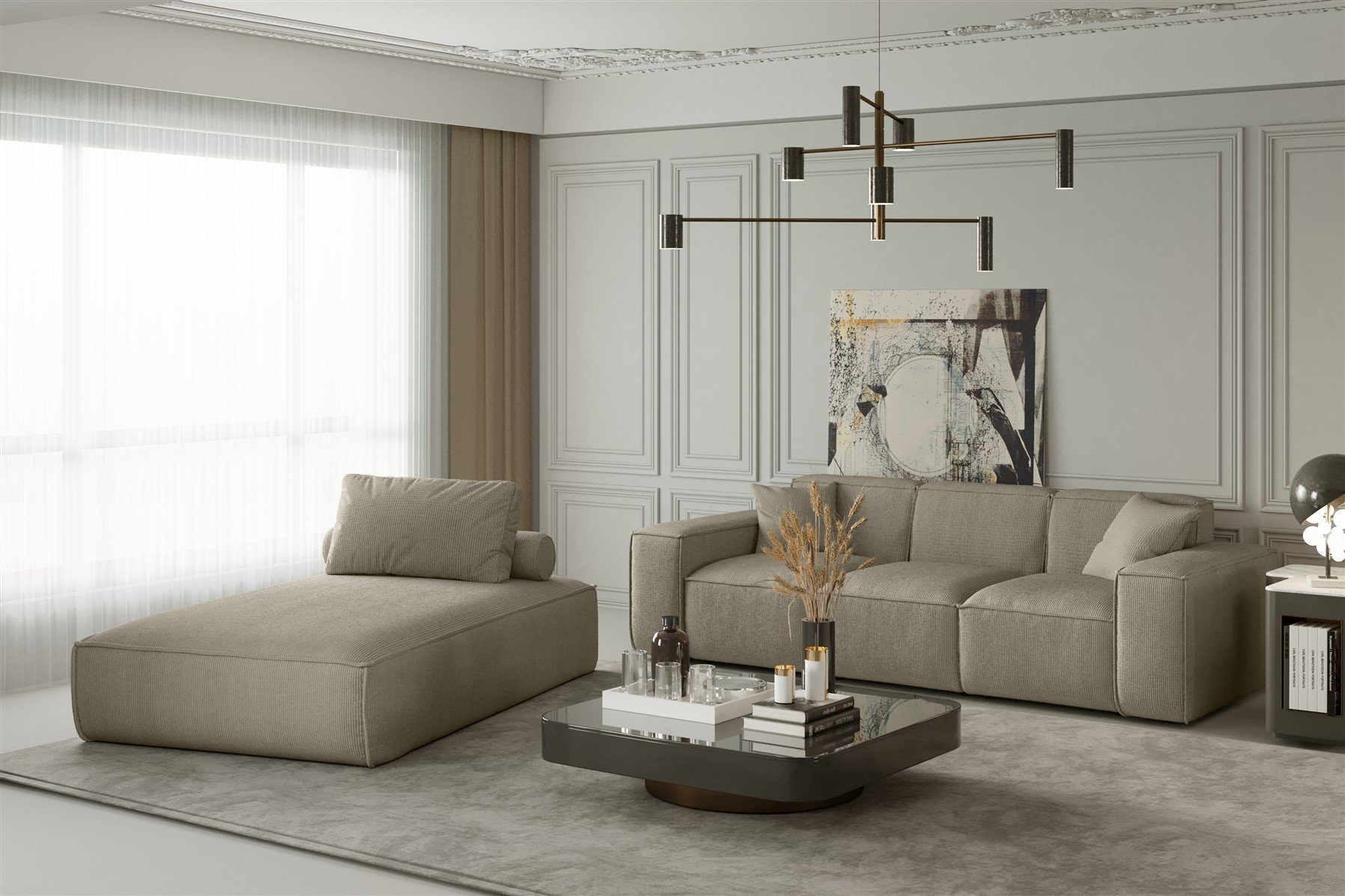 Fun Möbel Polstergarnitur Sofa-Set 2-teilig Chaiselongue günstig online kaufen