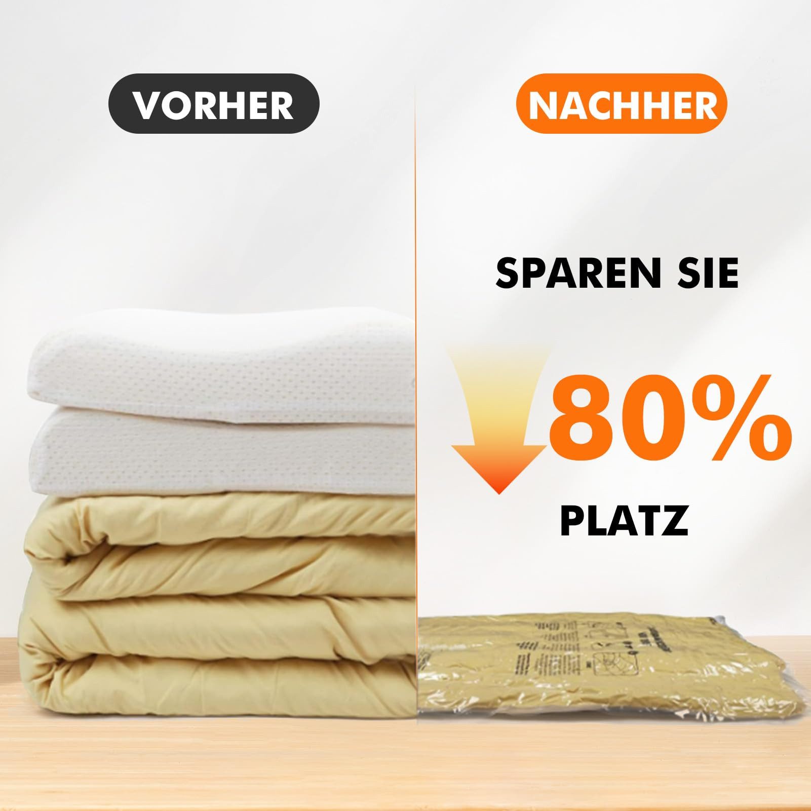 SURFOU Vakuumbehälter 6er Set Vakuumbeutel für Kleidung 3 Größen, Vakuumierbeutel Bettdecken, Polyethylen (PE), (Wiederverwendbar Kleideraufbewahrungstaschen mit Luftdichtem Ventil und Handpumpe, langlebig, reißfest, mehrfach versiegelt, auslaufsicher, feuchtigkeitsbeständig, 6-tlg., Vakuumbeutel für Bettdecken, Vacuum Bags for Clothing), – ideal für Reisen, Umzüge und saisonale Lagerung