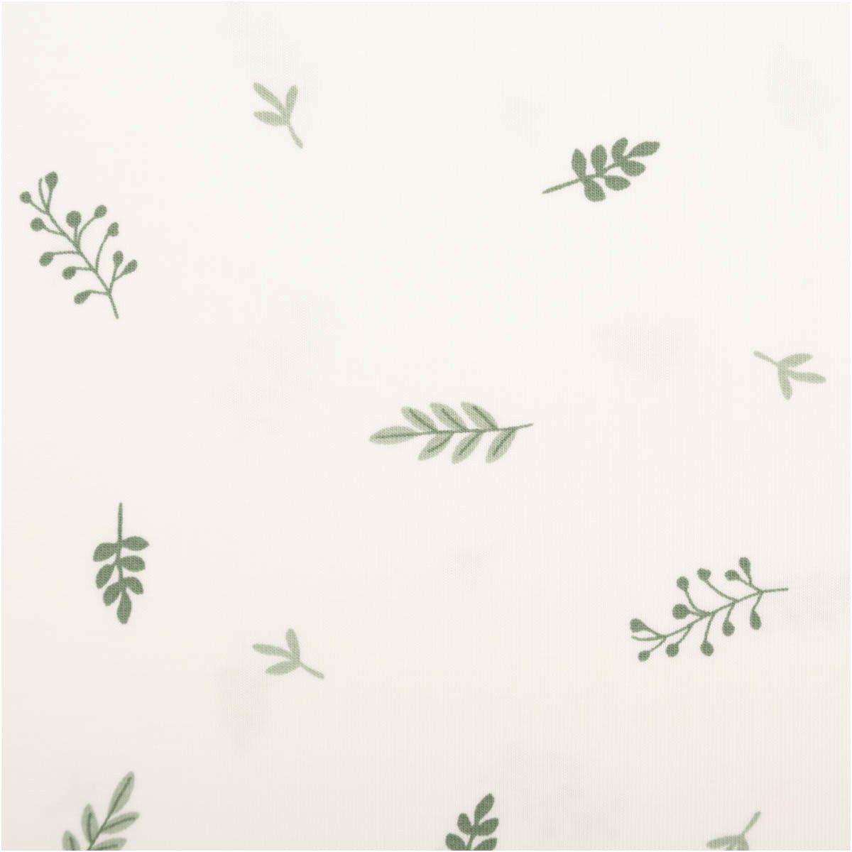 SCHÖNER LEBEN. Stoff Jersey Stoff Baumwolljersey Blätter weiß grün 145 cm breit, allergikergeeignet