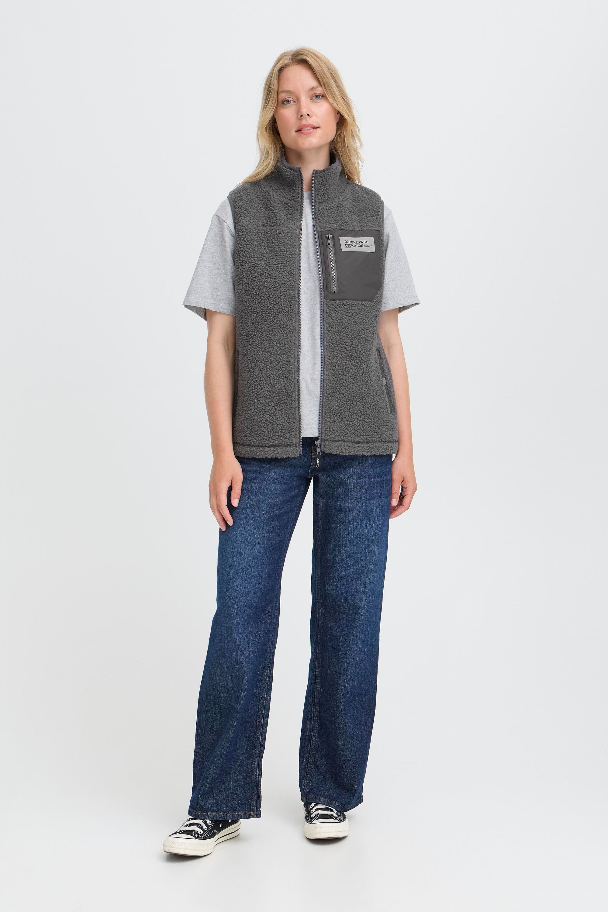 OXMO Plüschweste OXAbby Kuschelige Fleeceweste Teddy