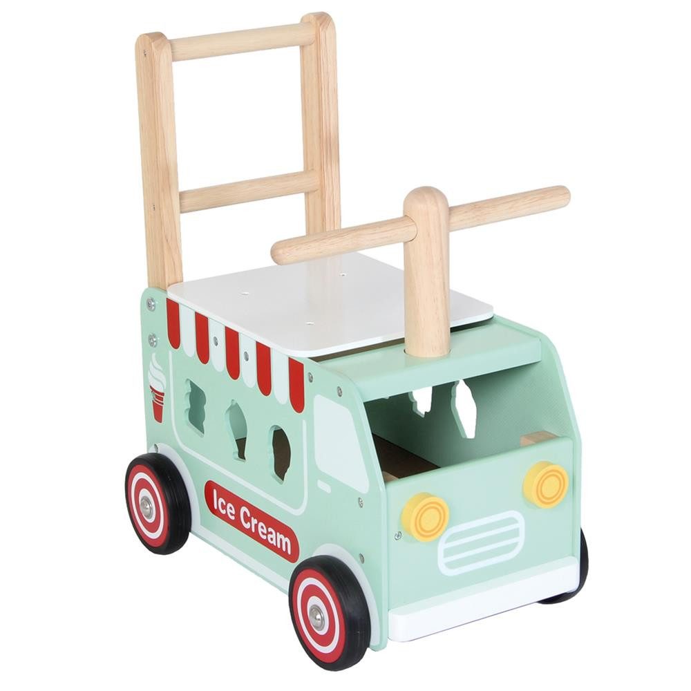 Bartl Spiel Lauflernwagen Eiswagen, aus Holz Schiebewagen Lauflernhilfe Rutschauto Rutscher