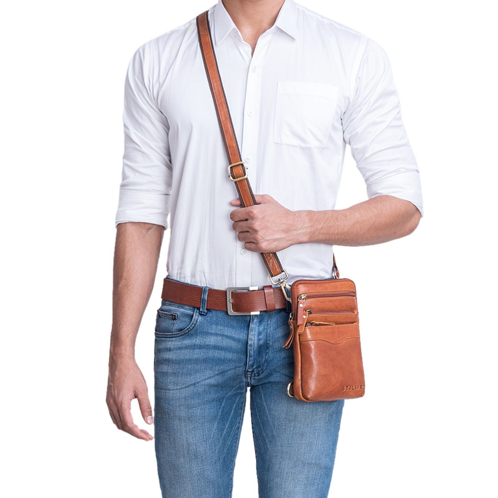 STILORD Handtasche "Aria" Brusttasche Leder klein – Bild 2 von 5