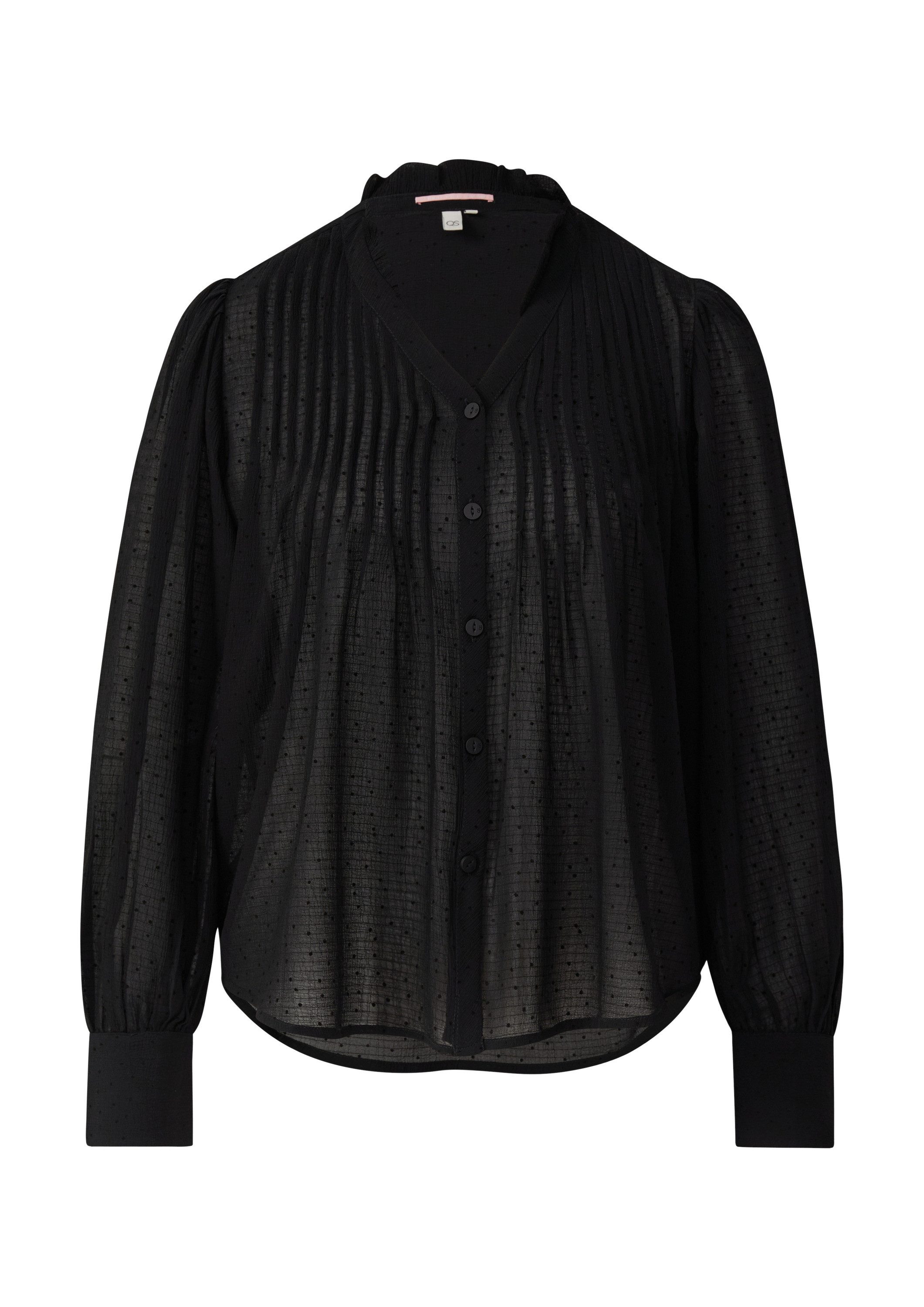 QS Langarmbluse Bluse Strukturierte Chiffonbluse mit Punktemuster günstig online kaufen