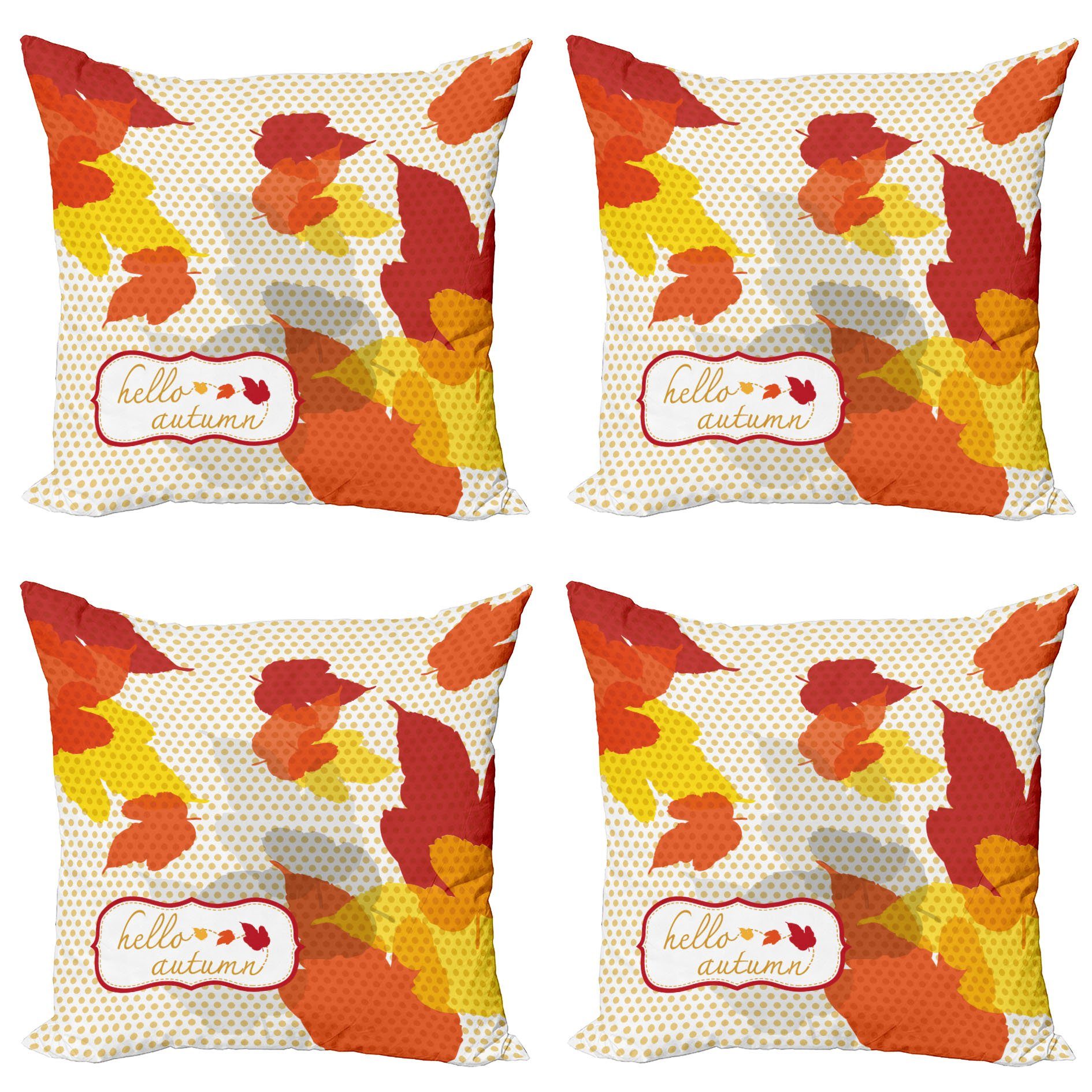 Kissenbezüge Modern Accent Doppelseitiger Digitaldruck, Abakuhaus (4 Stück), Hallo Herbst Herbst Blätter und Zeichen