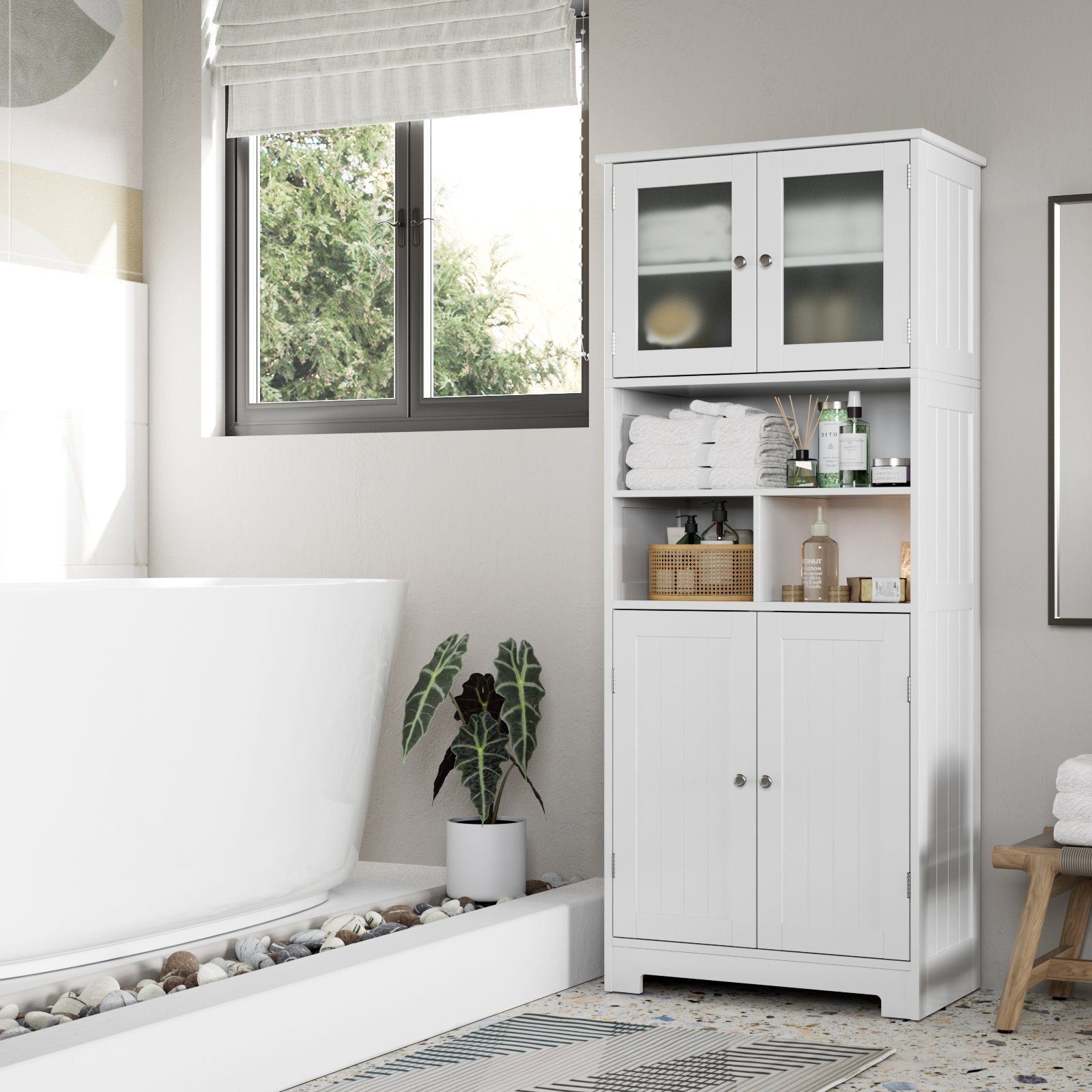 HOMECHO Hochschrank Badezimmerschrank Badschrank mit 3 günstig online kaufen