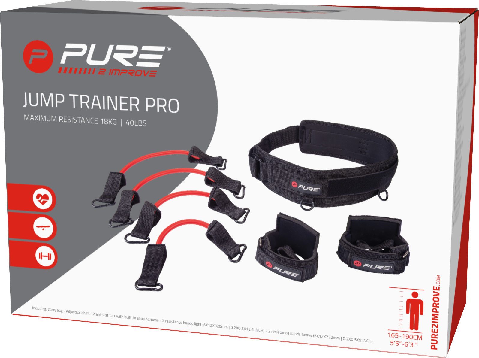 Pure 2 Improve Trainingshilfe Sprung-Trainer Set Pro (6-teilig) - schwarz/rot
