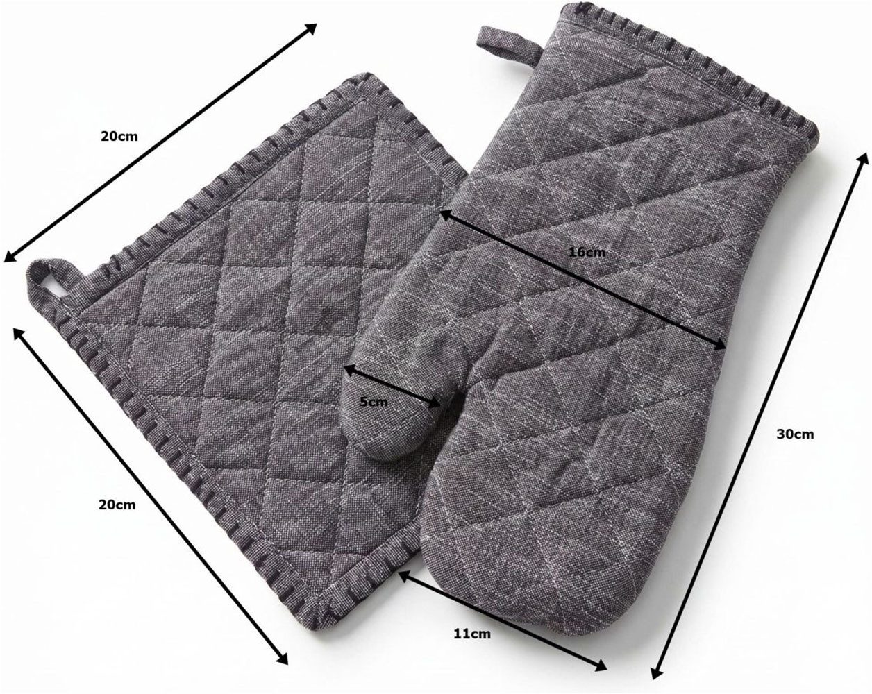 Home affaire Topfhandschuhe Handschuh & Topflappen Set Grau, (Set, 2-tlg) – Bild 4 von 4