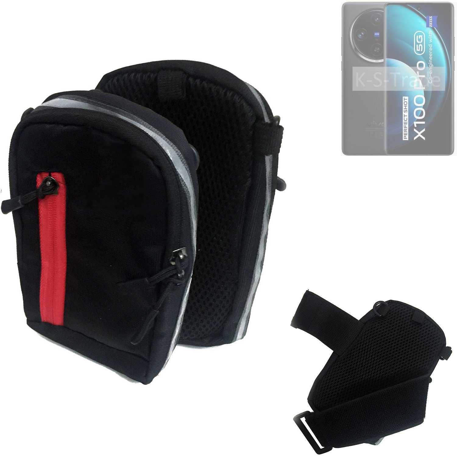 K-S-Trade Handyhülle für Vivo X100 Pro, Outdoor Gürteltasche Holster Umhängetasche schwarz Handy Tasche