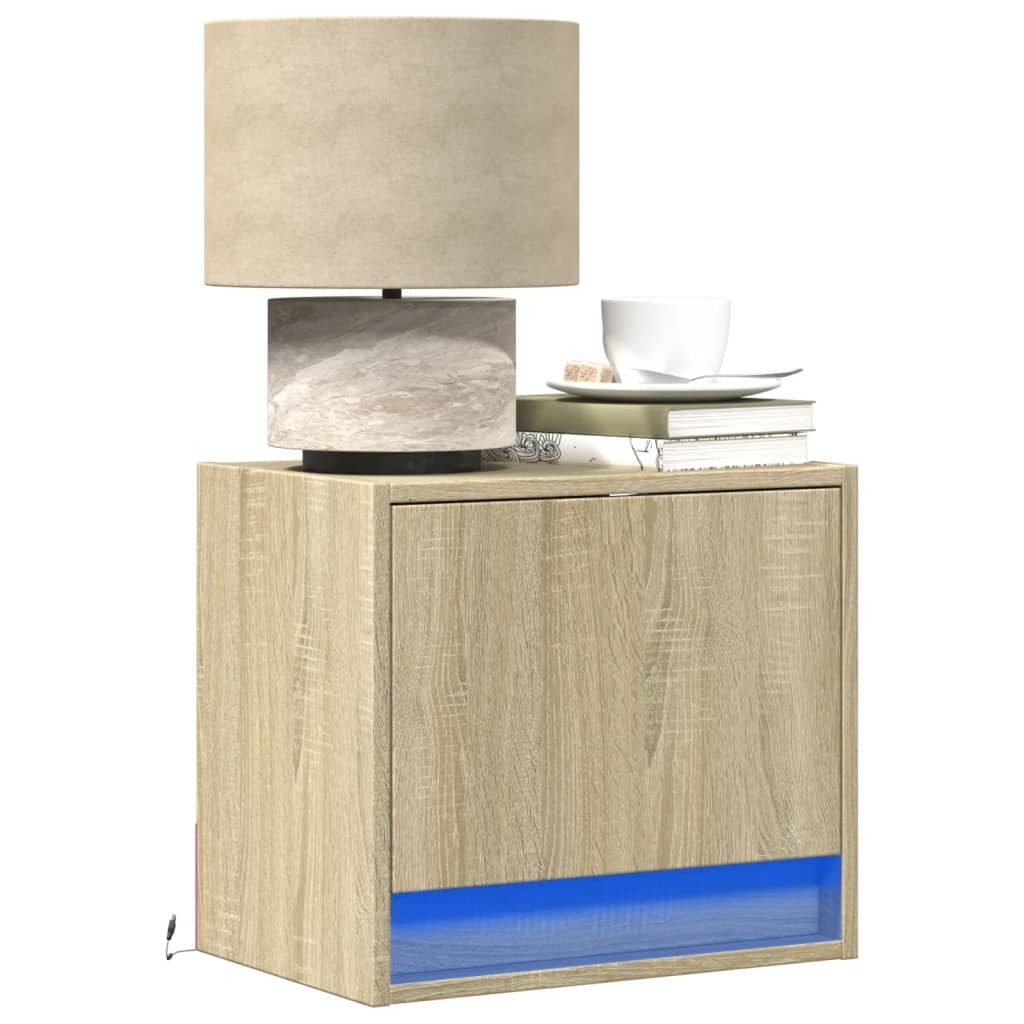 Nachttisch NA Wand-Nachttische mit LED Leuchten2er Set Sonoma Eiche