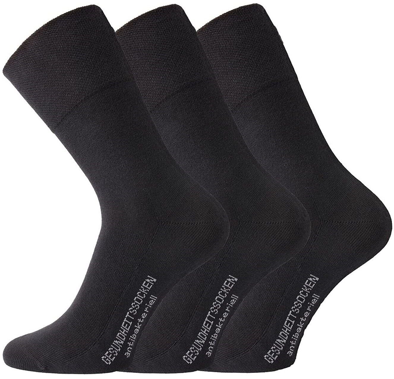 TippTexx 24 Komfortsocken 6 Paar Antibakterielle Socken mit ANTI-LOCH-Garantie, GERUCHSKILLER Schwarz