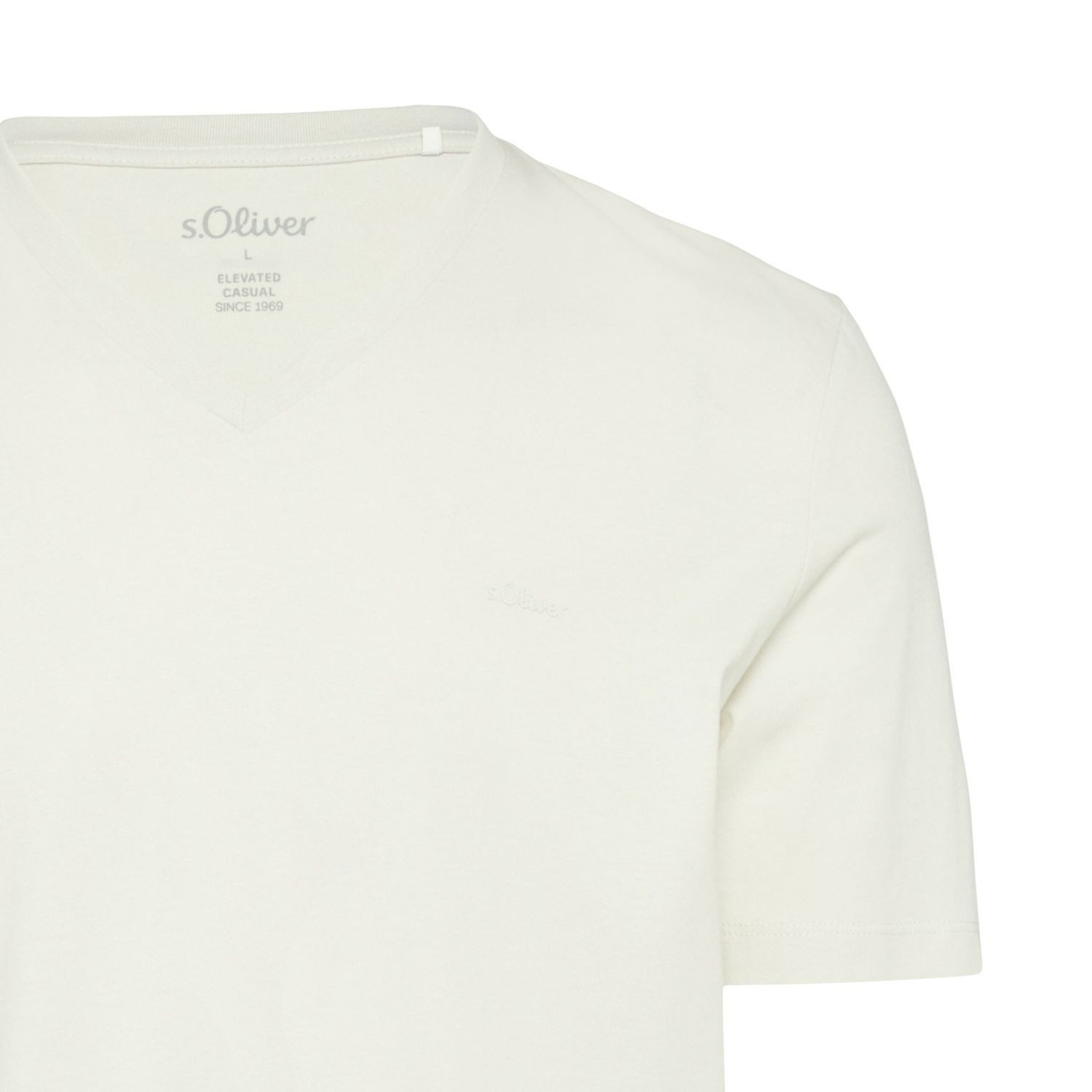 s.Oliver T-Shirt T-Shirt V-Ausschnitt, kurzarm, Baumwolle, einfarbig