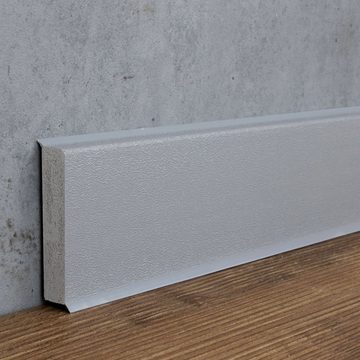PROVISTON Sockelleiste Hartschaum PVC, 12 x 60 x 2500 mm, Hell Grau, Kunststoff Fußleiste