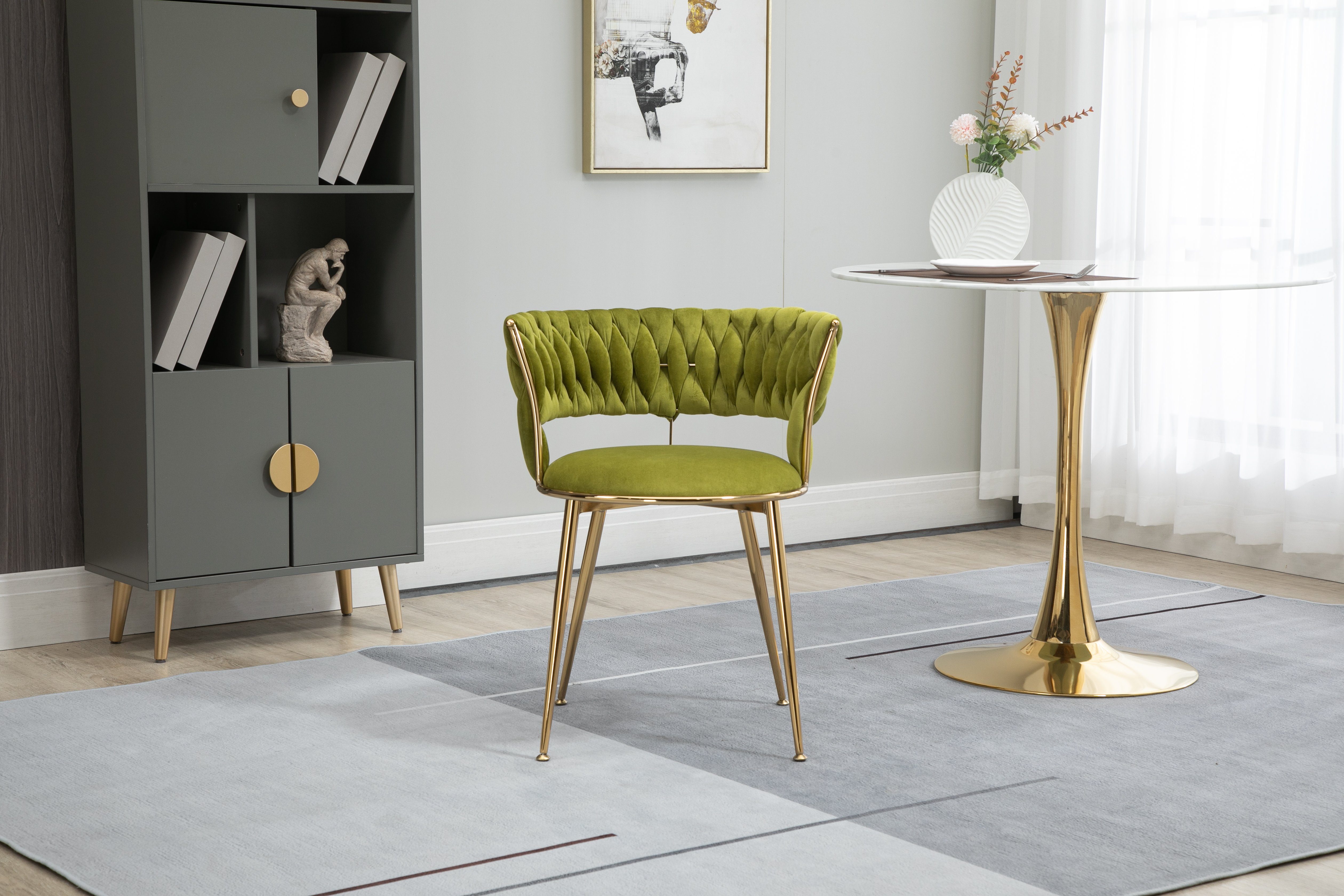 Farben Loungesessel Stück Esszimmerstuhl Grün 2 Odikalo runde mehrere Form goldene Samt Metallfüße