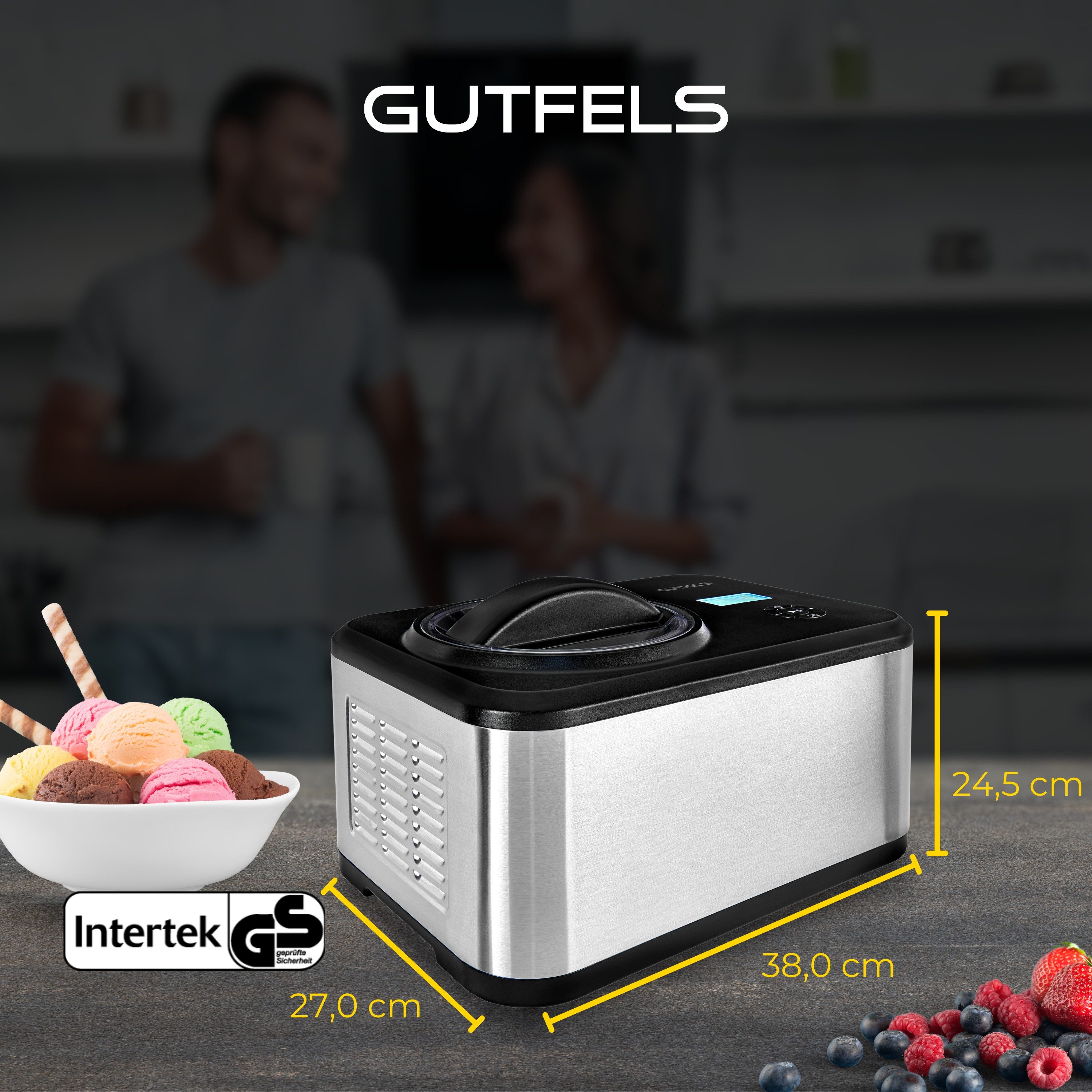 Gutfels Eismaschine ICE CREAM 4025, 1,50 l, 120,00 W, Transparenter Deckel, Speiseeismaschine