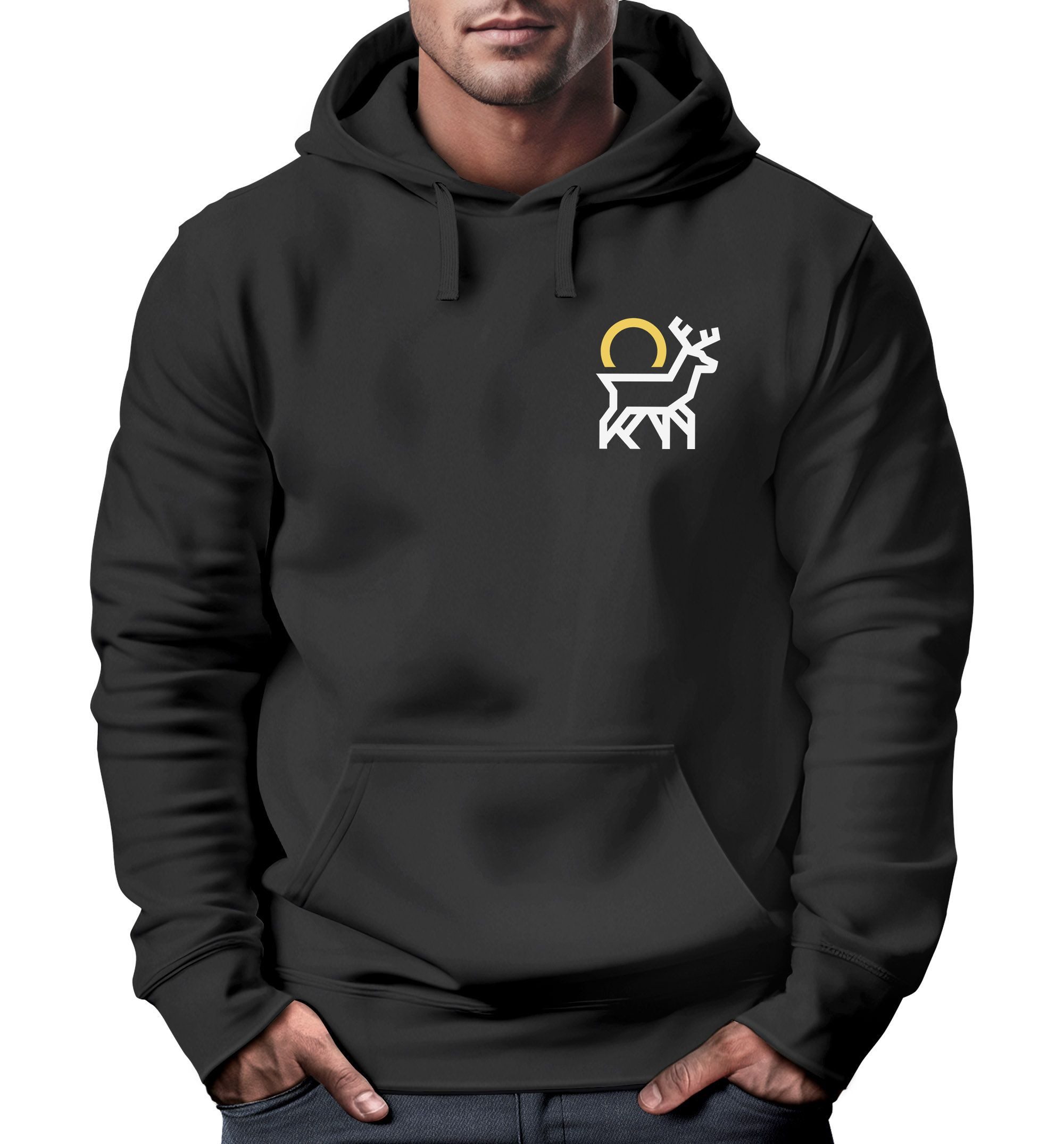 Hoodie Hoodie Herren Hisch Print Aufdruck Logo Abstrakt Line-Art Outdoor
