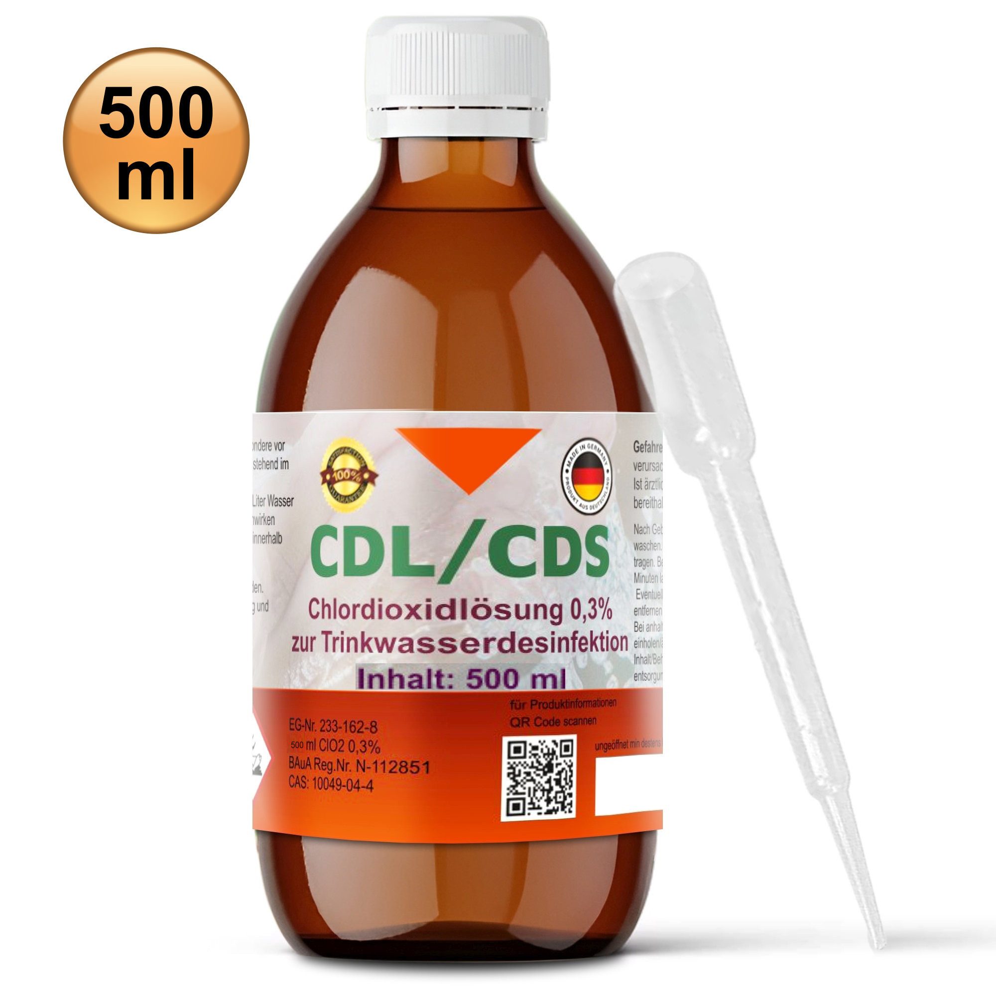 Black Baroness Ltd. CDL 0,3% CDS Chlordioxid Fertiglösung in Braunglasflasche mit Pipette Oberflächen-Desinfektionsmittel (250 ml CDL/CDS in Braunglasflasche mit Pipette 250 ml)