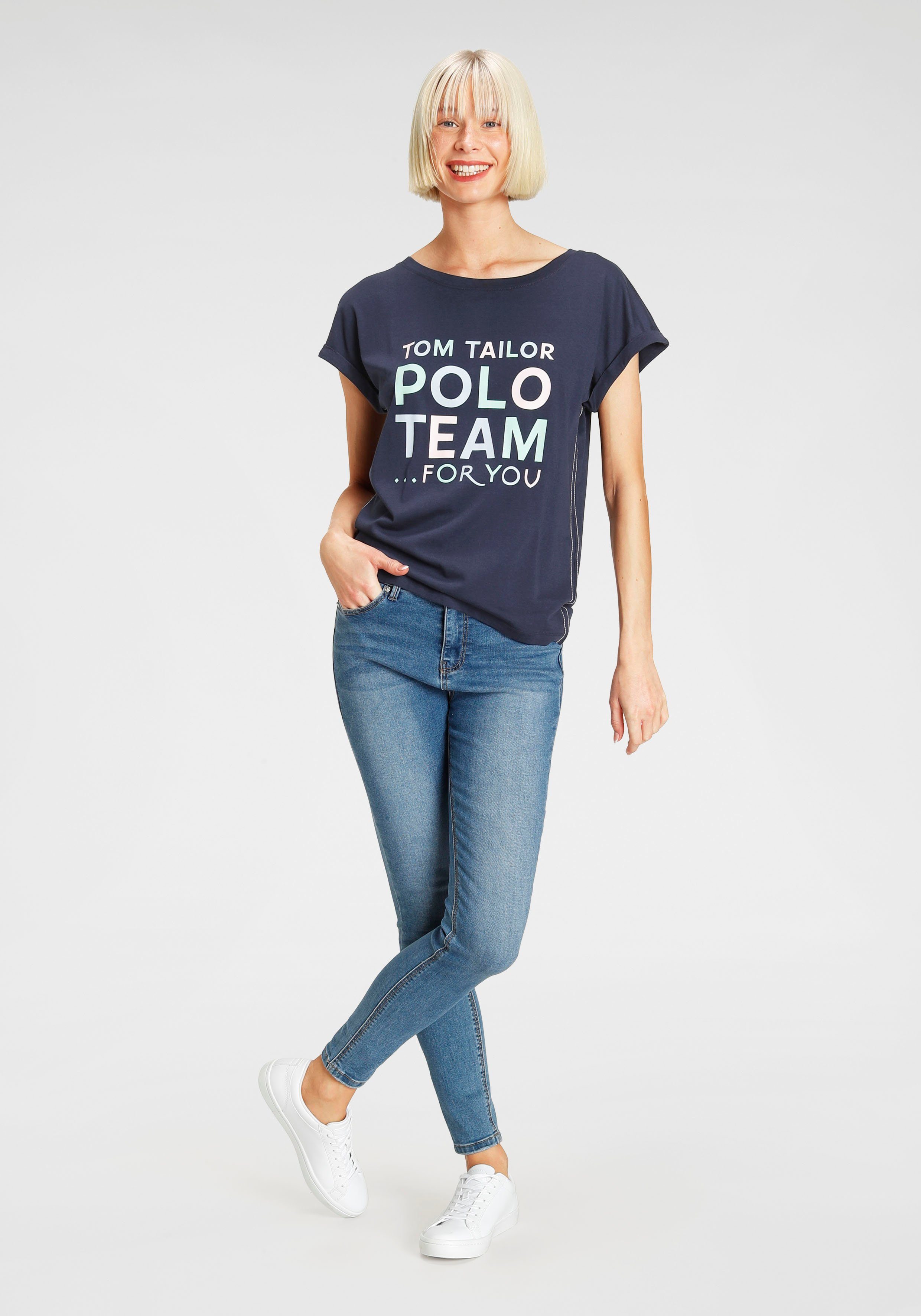 TOM TAILOR Polo Team Print-Shirt Logo-Print großem farbenfrohen