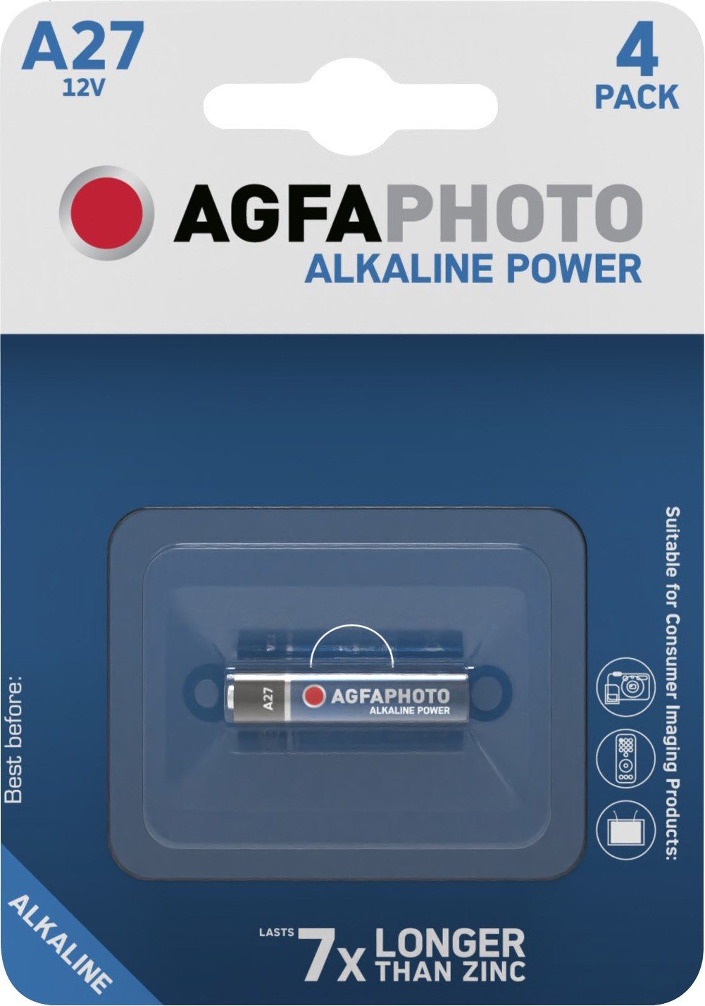 AgfaPhoto Batterie 12V Batterie Alkaline, Power, Agfaphoto V27A, Retail Blister (1 LR27,