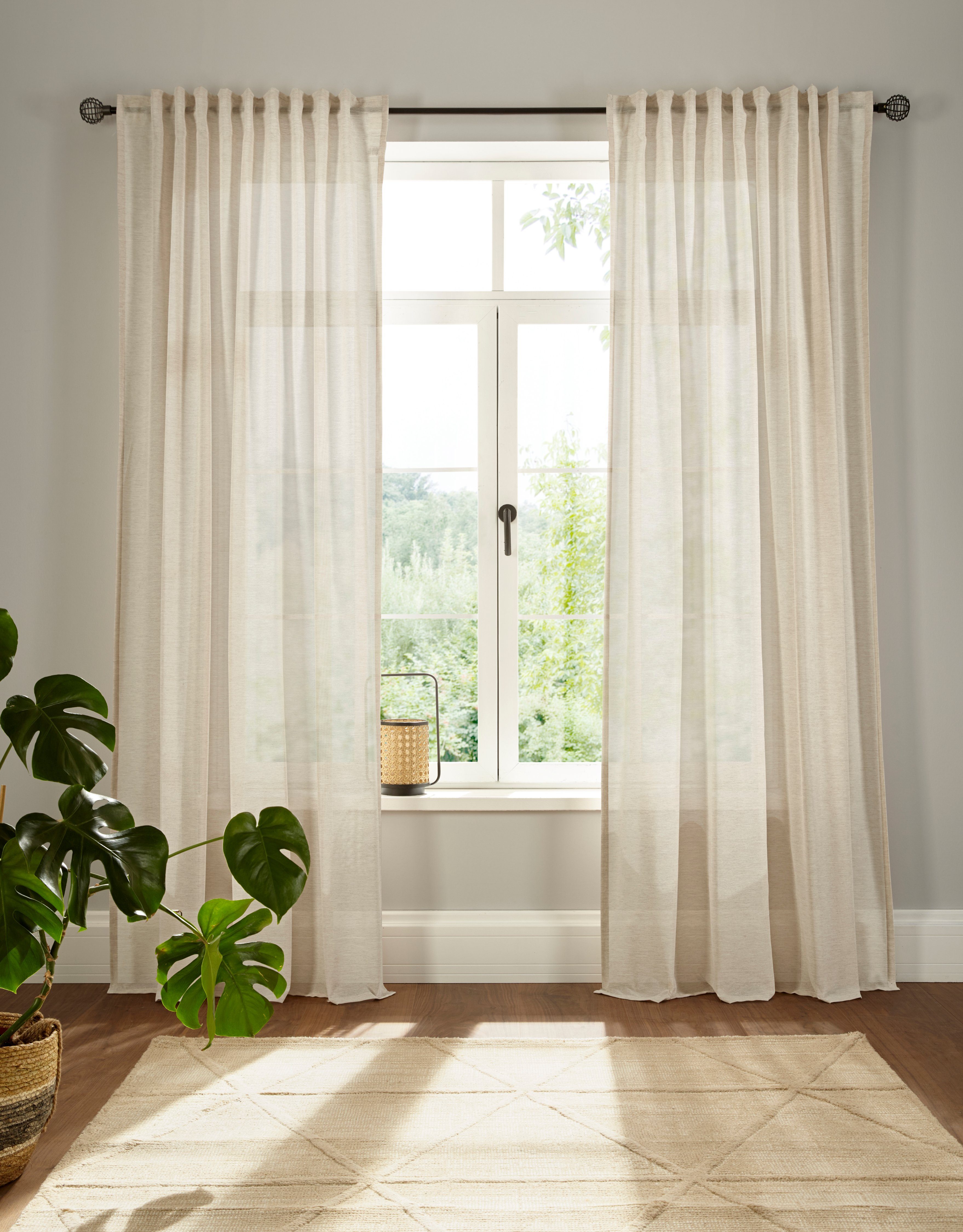OTTO home Vorhang Elby 2 (1 St), Multifunktionsband, halbtransparent, Jacquard, basic, transparent, monochrom, bis 295 cm Länge