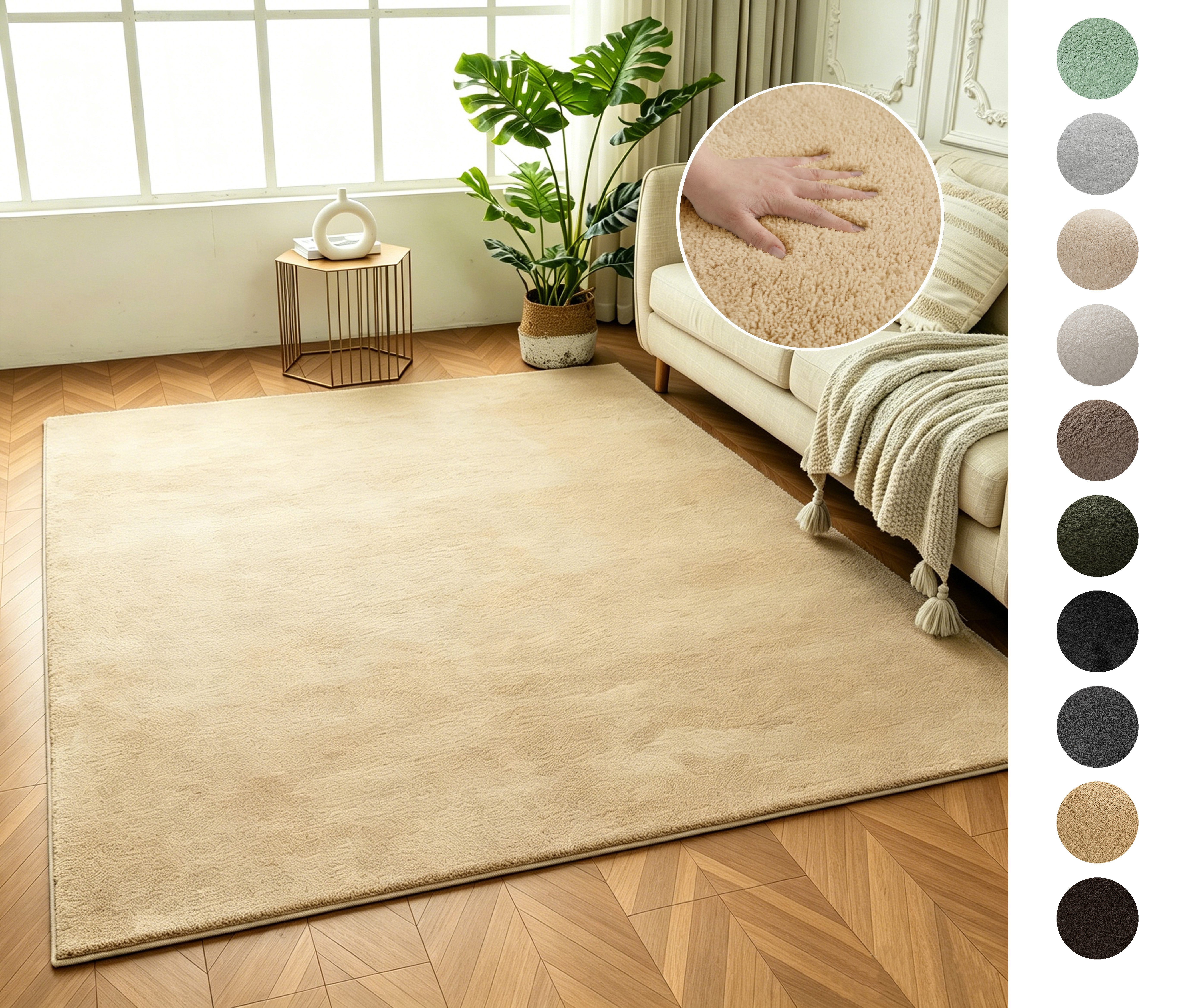 OTTO home Teppich Cali, in Standard- und Premium-Qualität, 13 mm oder 16 mm Höhe, rechteckig, Uni-Farben, kuschelig, & weich, waschbar, Wohnzimmer, Schlafzimmer