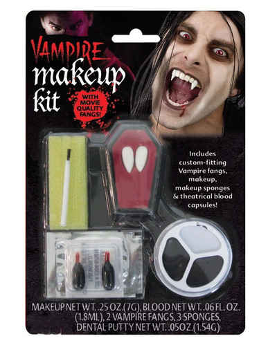 Horror-Shop Vampir-Kostüm Vampir Make Up Set mit Vampirzähnen für Halloween