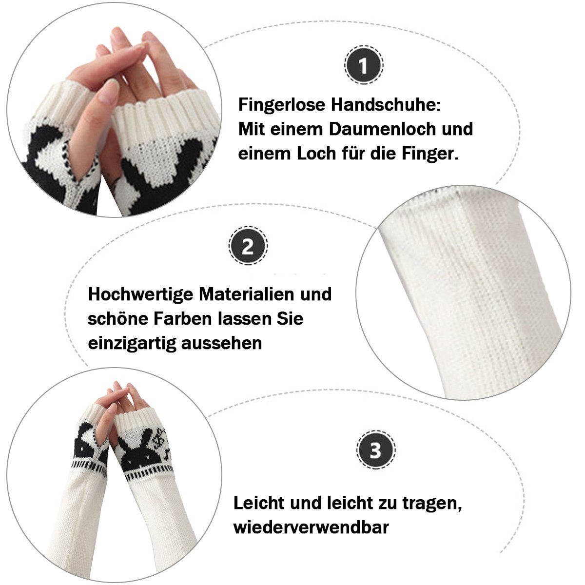 und Damen Lange Armstulpen Weiß Strickhandschuhe Herren Gestrickte Handschuhe für Jormftte Winter