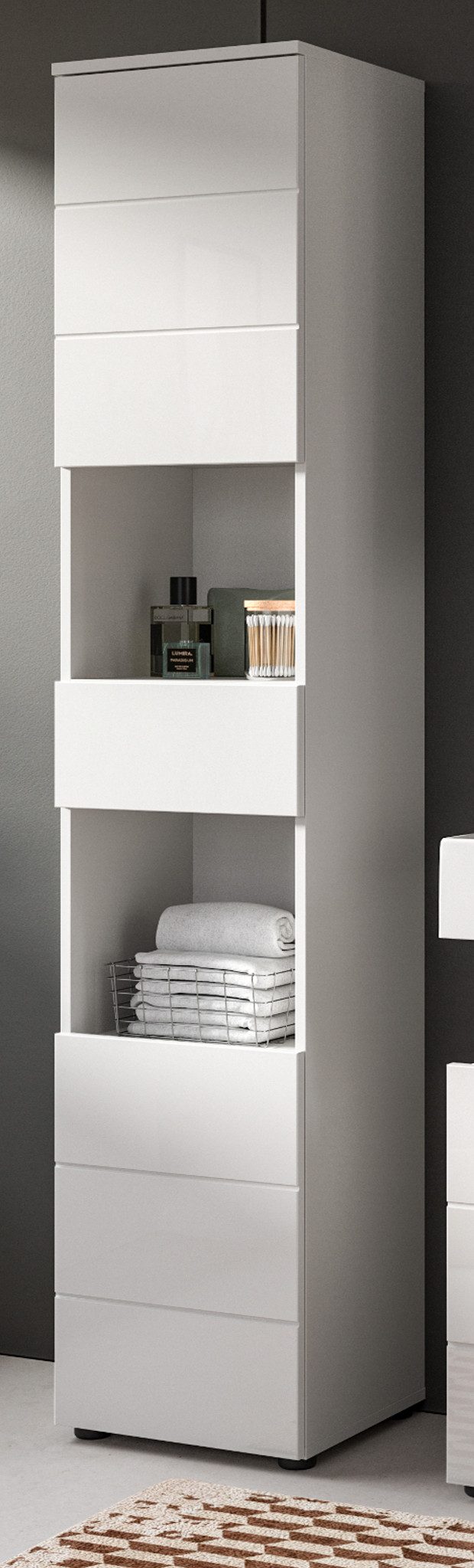 Inn.Furn Hochschrank Larik (Badschrank in weiß Hochglanz, 2-türig, 38 x 190 günstig online kaufen