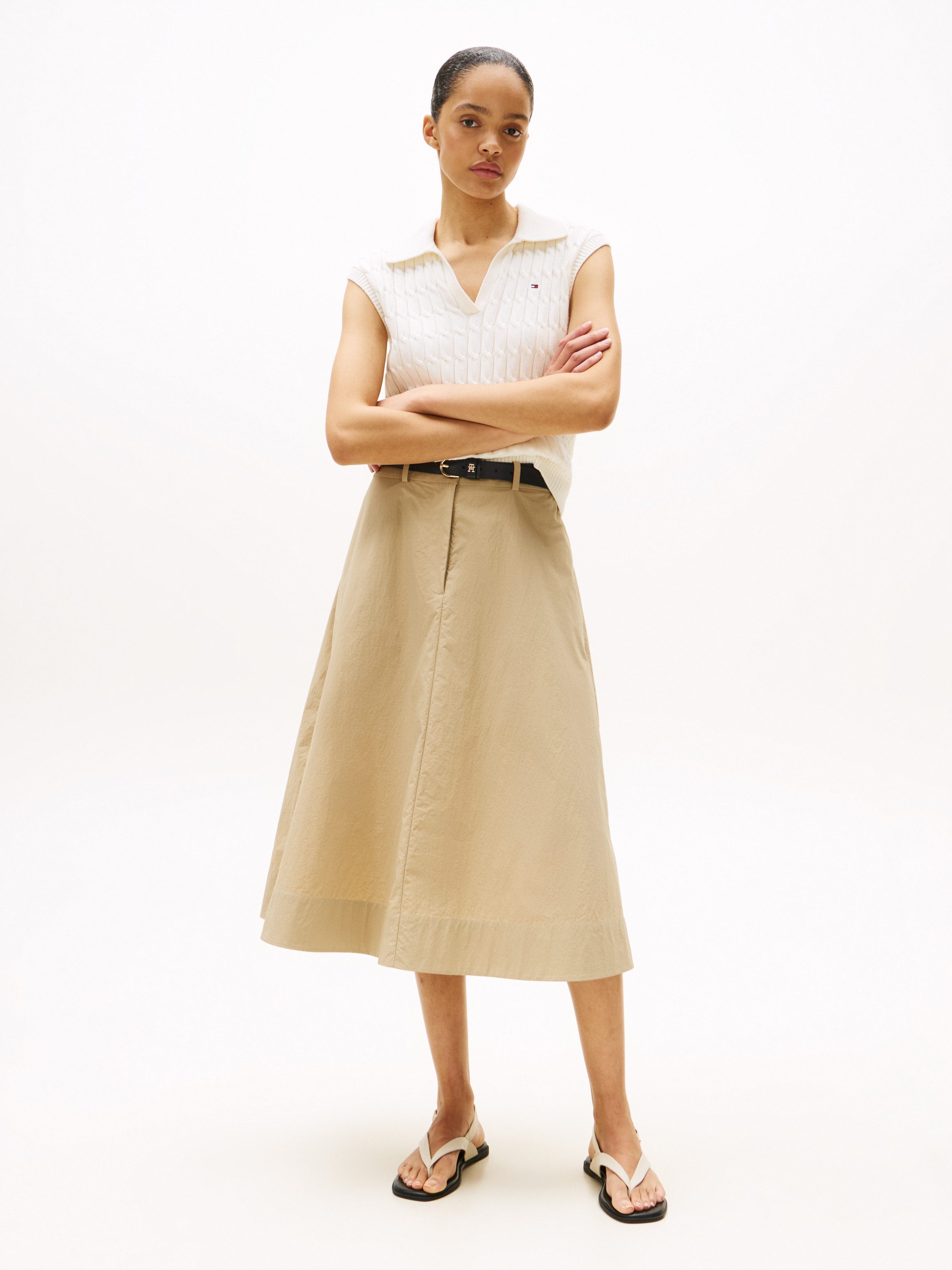 Tommy Hilfiger Pullunder CO CABLE MID GG OPEN POLO VEST mit Zopfmuster günstig online kaufen