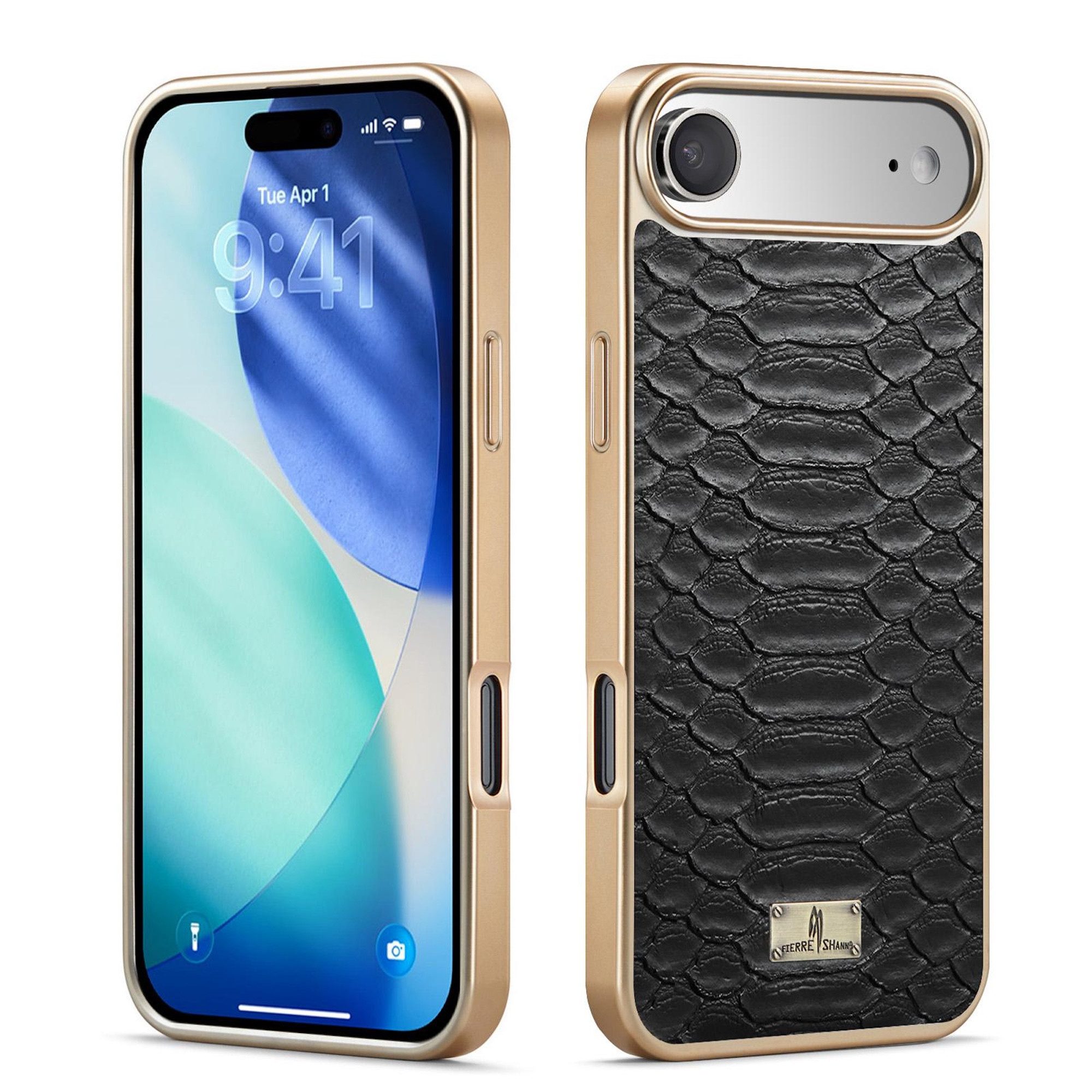 Wigento Handyhülle Für Apple iPhone 17 Air Kunstleder Electroplating Textur Hülle Schwarz, Electroplating-Rahmen, stoßfest