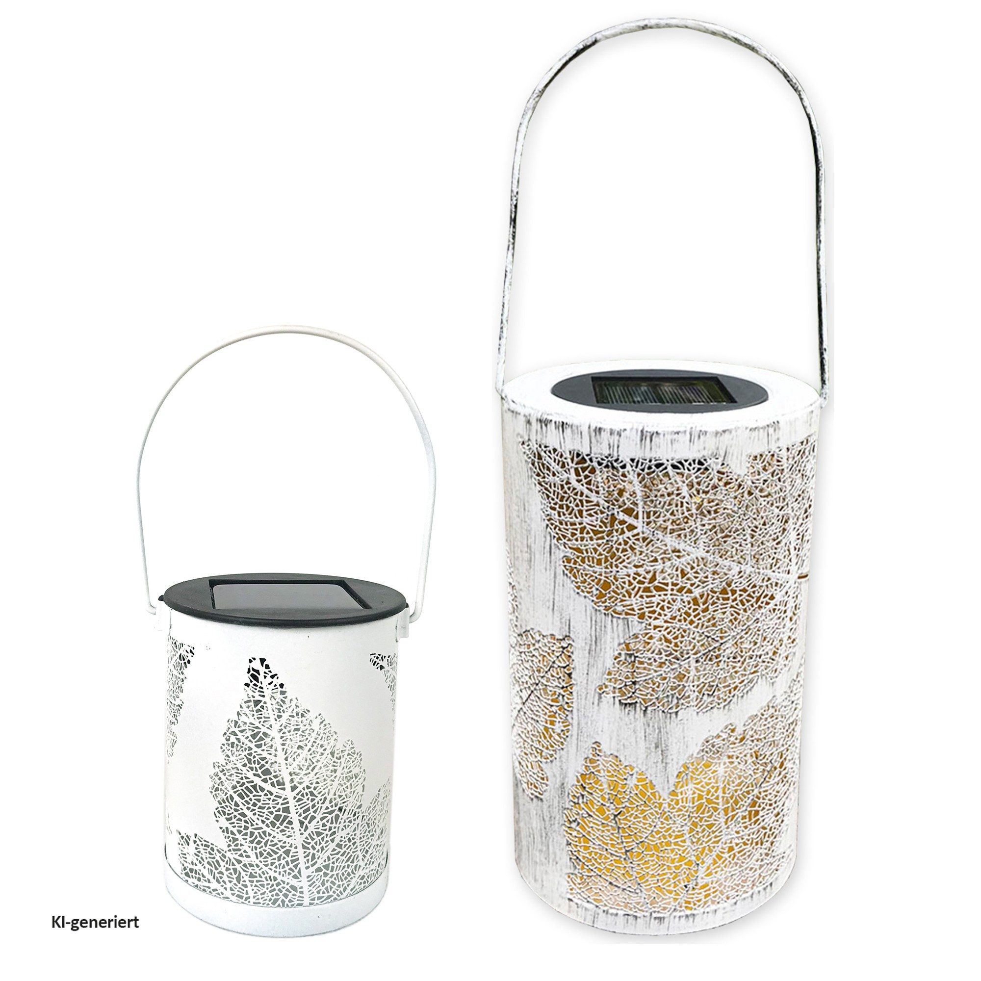 HTI-Living LED Solarleuchte Solarlaterne Blätter, 2er Set Luna, LED, Solarleuchte Gartenleuchte