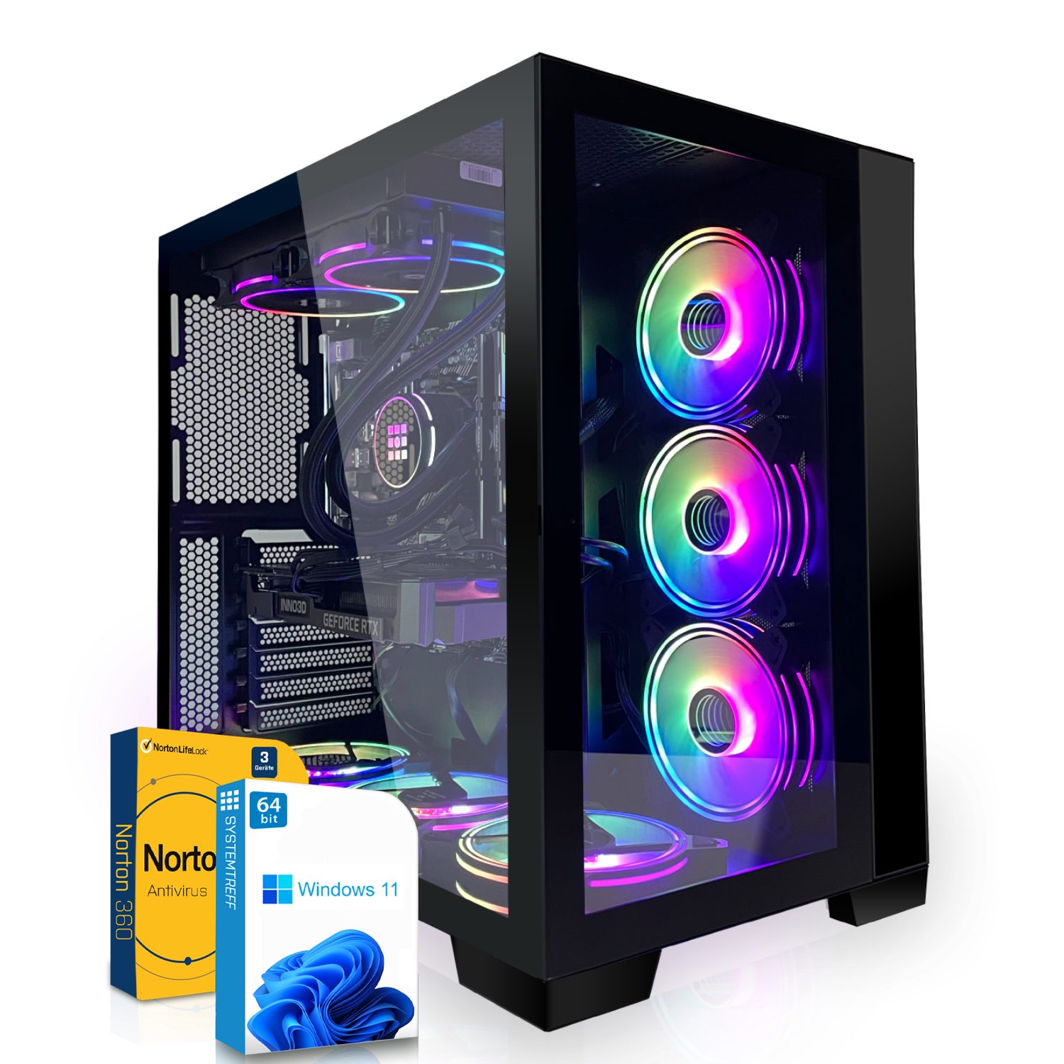 SYSTEMTREFF Gaming-PC (Intel Core i9 13900KF, GeForce RTX 4070, 64 GB RAM, 1000 GB SSD, Wasserkühlung, Windows 11, WLAN)