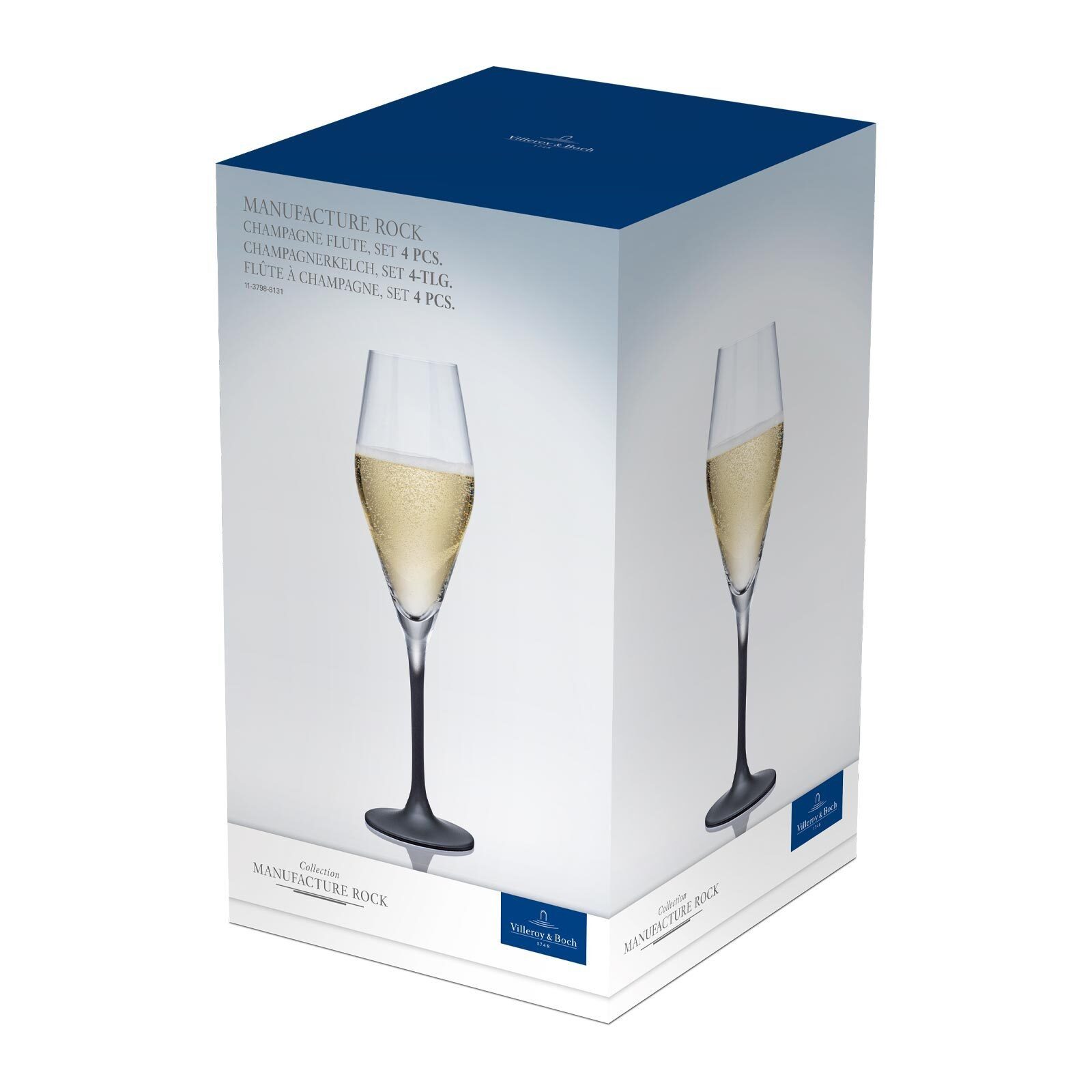 Villeroy & Boch Champagnerglas Manufacture Rock Champagnergläser 260 ml 4er Set, 4-tlg., Glas