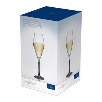 Villeroy & Boch Champagnerglas Manufacture Rock Champagnergläser 260 ml 4er Set, Glas