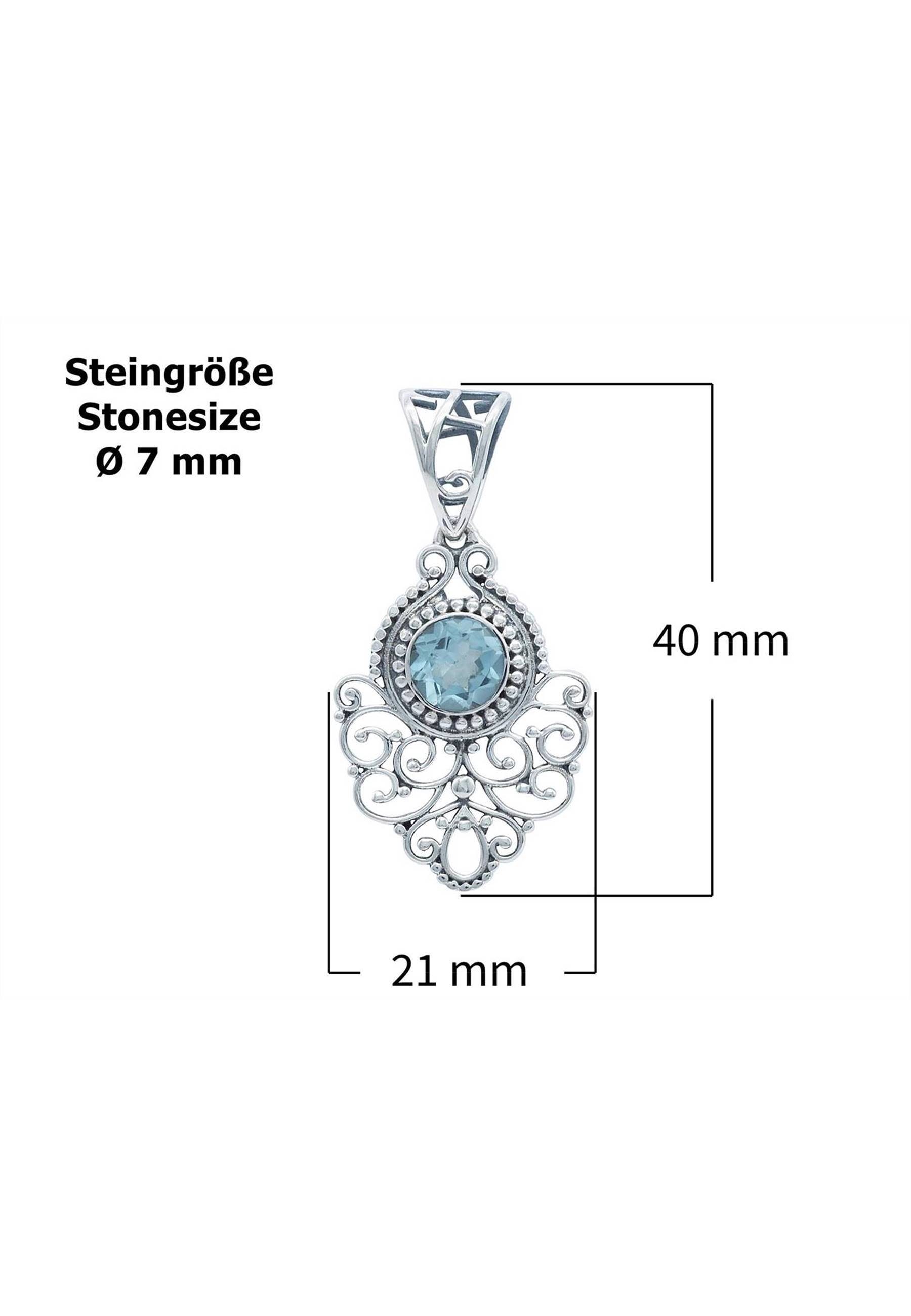 Kette Anhänger Topas mit facettiert mantraroma SilbermitBlau 925er