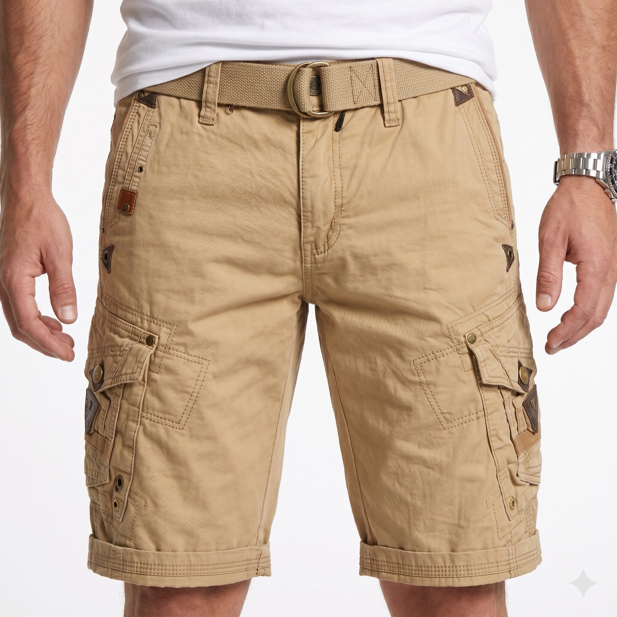 Geographical Norway Cargoshorts kurze Hose aus Baumwolle, Sommer-Bermuda (1-tlg) Herrenshorts mit Gürtel Größe S bis 5XL