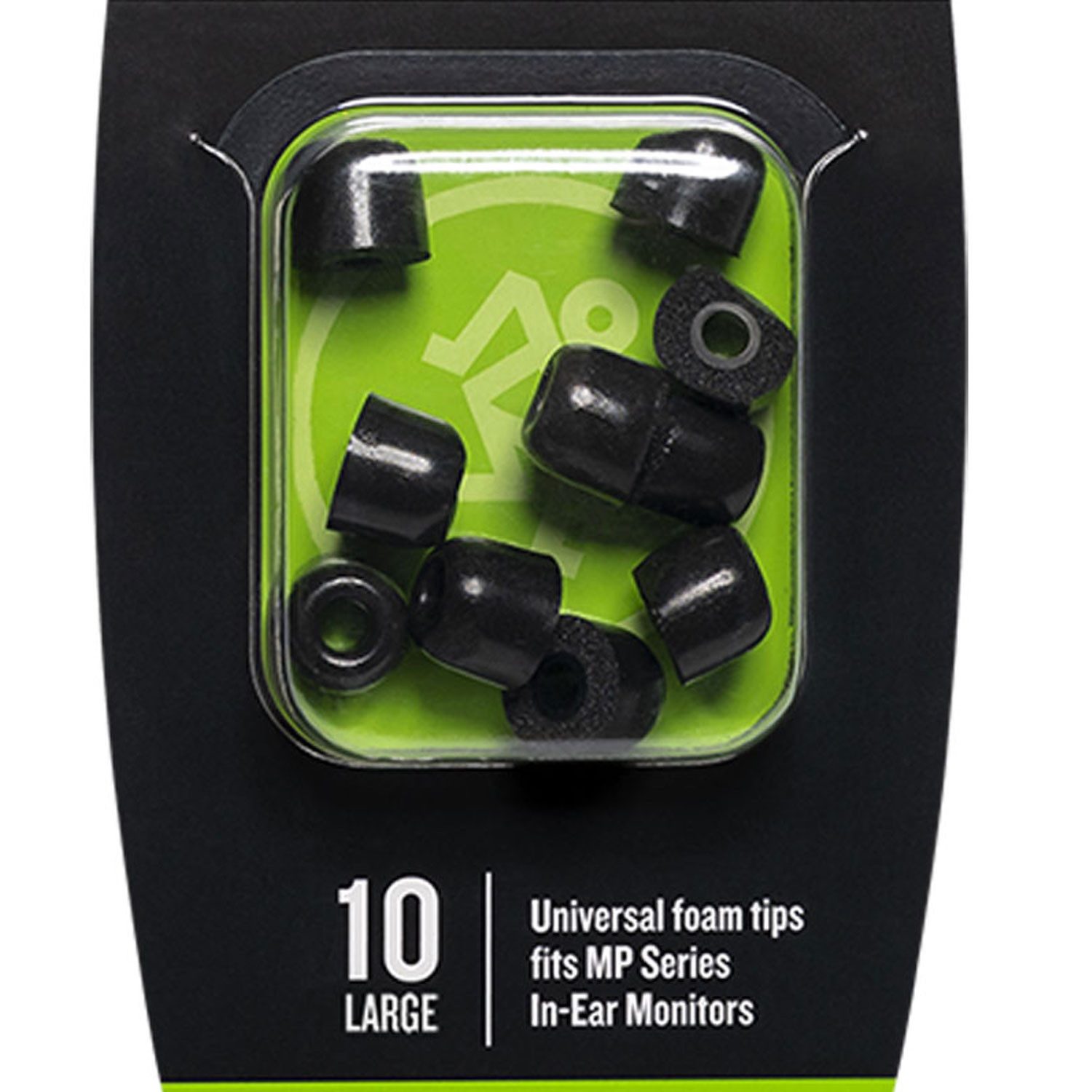 MACKIE Mackie Öhrstöpsel für In-Ear Kopfhörer Größe L mit Tuch In-Ear-Kopfhörer (Öhrstöpsel für In-Ear Kopfhörer, schwarz, Vorteils-Set mit Tuch)