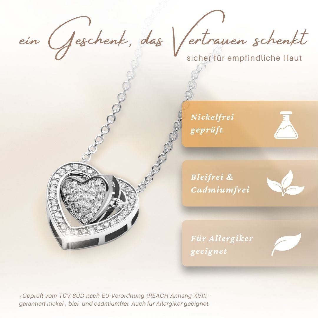 LOVENEST Herzkette Herzkette 3-in-1 Silber 925 Damen *Ich Liebe Dich* Herz-Anhänger (Silberkette Anhänger Geschenke für Frauen Weihnachtsgeschenk Freundin, Geschenkset Damenkette Weihnachten Set), Sie Geburtstag Hochzeitstag Liebesbeweis Liebesgeschenk Herz Schmuck