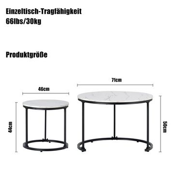 BlingBin Couchtisch Runder Beistelltisch Sofatisch Satztisch mit schwarzen Beinen (2-St)