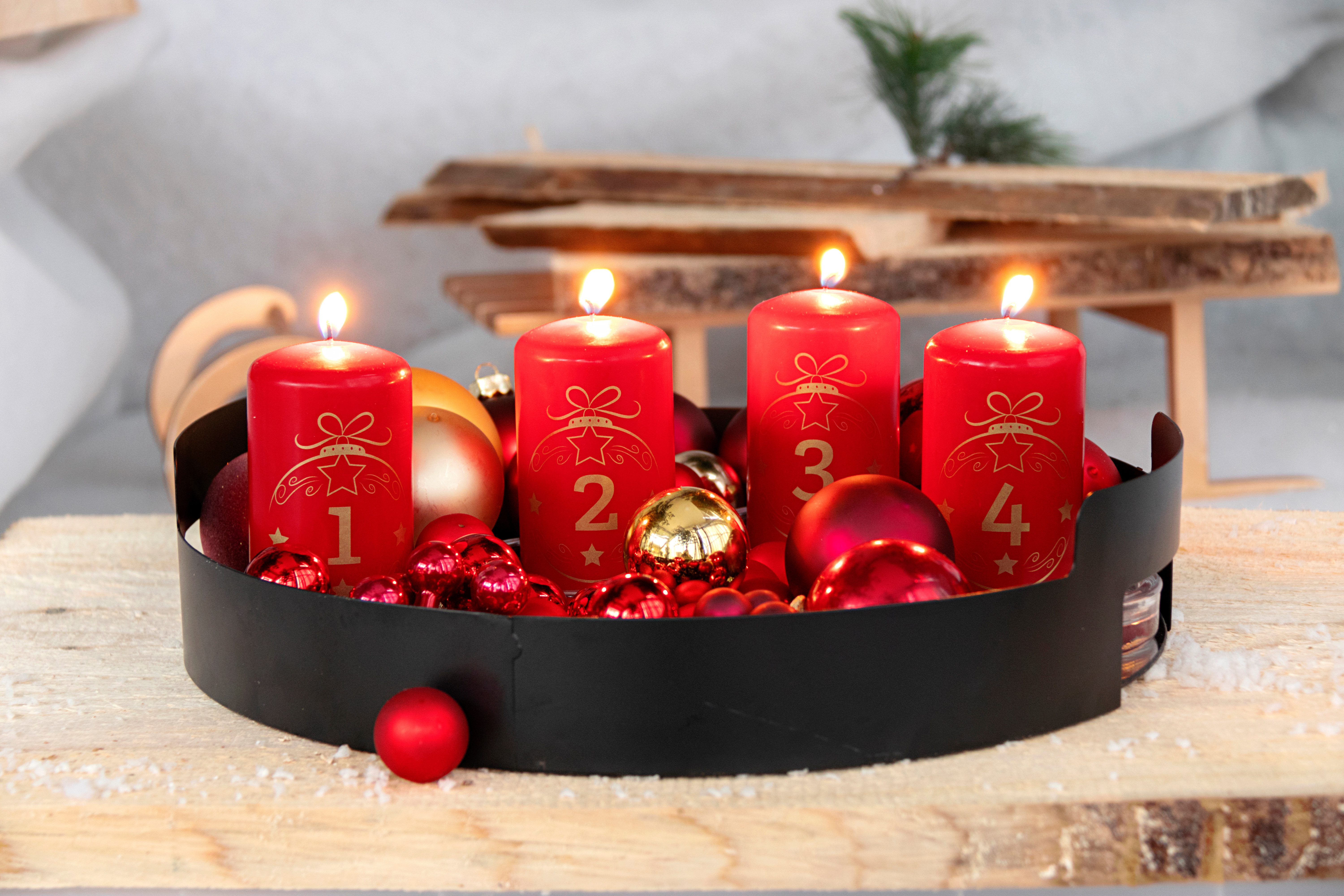 Steinhart Kerzen Adventskerze Stumpenkerzen "Advent Balls 1 - 4", 4er-Pack günstig online kaufen