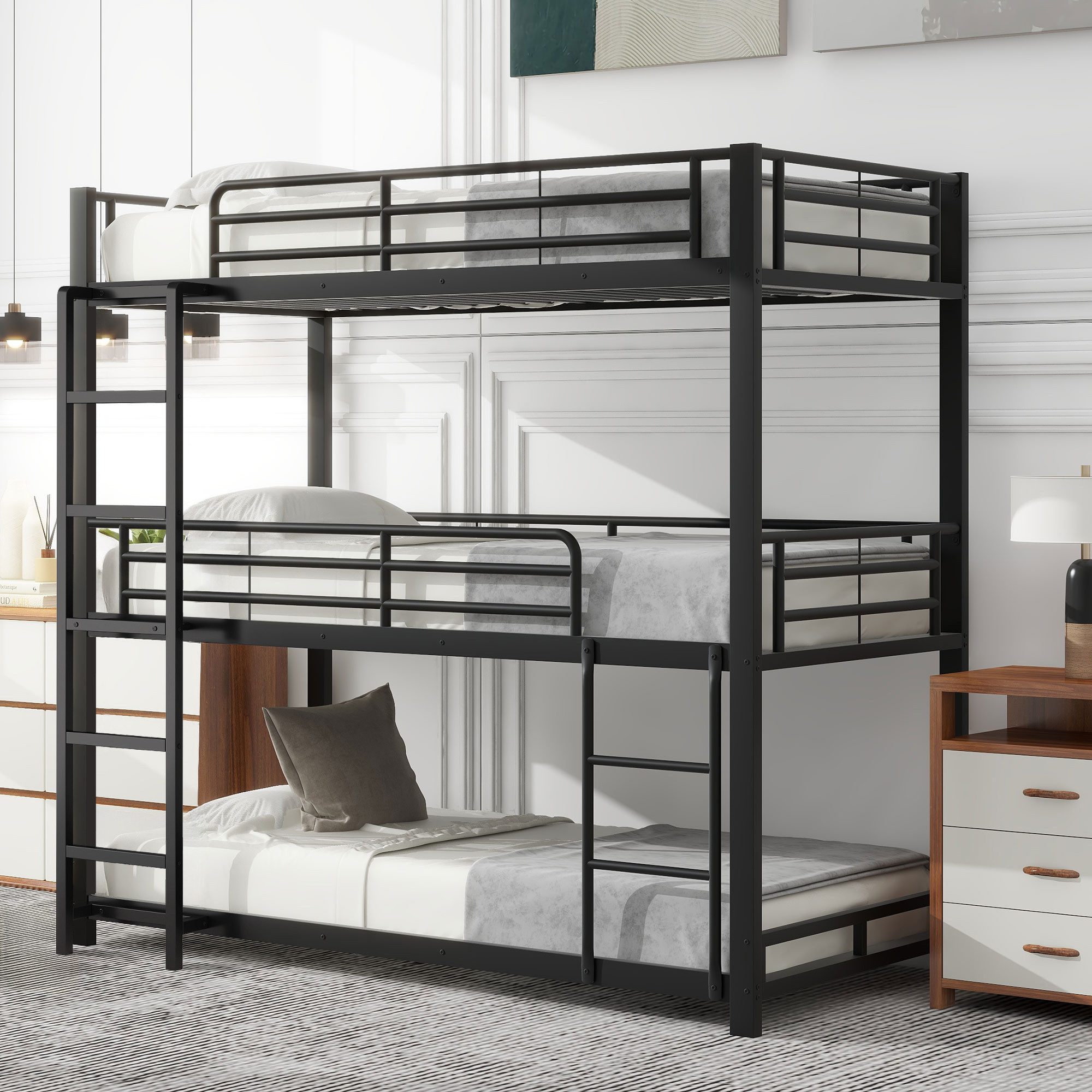 Flieks Etagenbett, Einzelbett Kinderbett Metallbett Dreierbett günstig online kaufen