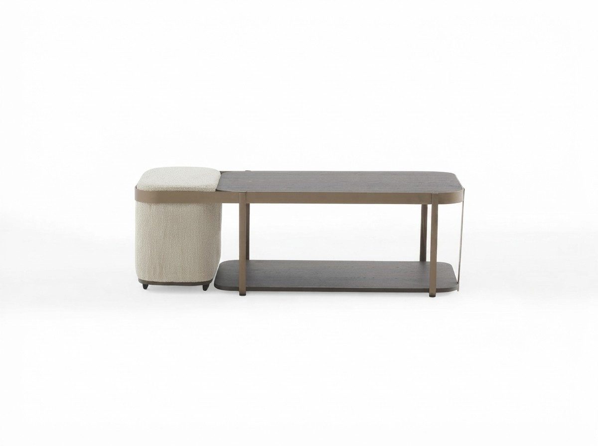 Xlmoebel Couchtisch Modernes Couchtisch Set mit Pouf Beistelltisch Braun Design Tisch (2-St., Couchtisch, Pouf)