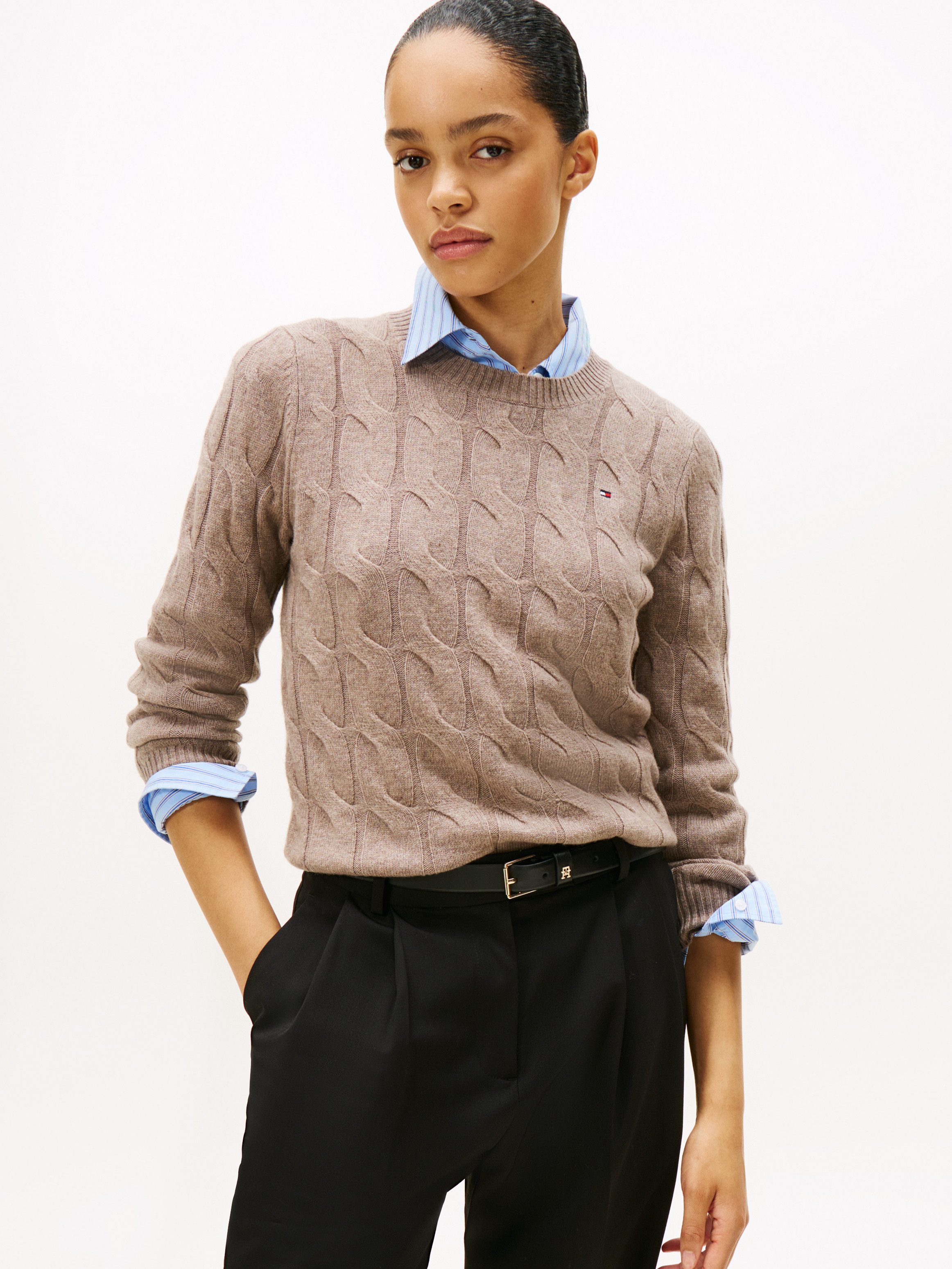 Tommy Hilfiger Strickpullover SOFT WOOL CABLE C-NK mit Zopfmuster, aus rein günstig online kaufen